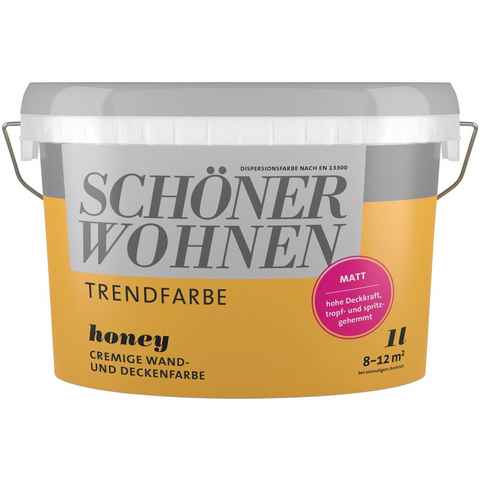 SCHÖNER WOHNEN FARBE Wand- und Deckenfarbe TRENDFARBE, 1 Liter, Honey, hochdeckende Wandfarbe - für Allergiker geeignet