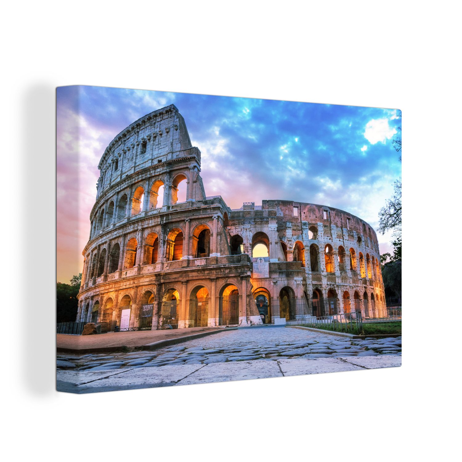 OneMillionCanvasses® Leinwandbild Rom - Kolosseum - Lampen, (1 St), Wandbild Leinwandbilder, Aufhängefertig, Wanddeko, 30x20 cm