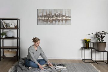 KUNSTLOFT Gemälde City Outline 120x60 cm, Leinwandbild 100% HANDGEMALT Wandbild Wohnzimmer