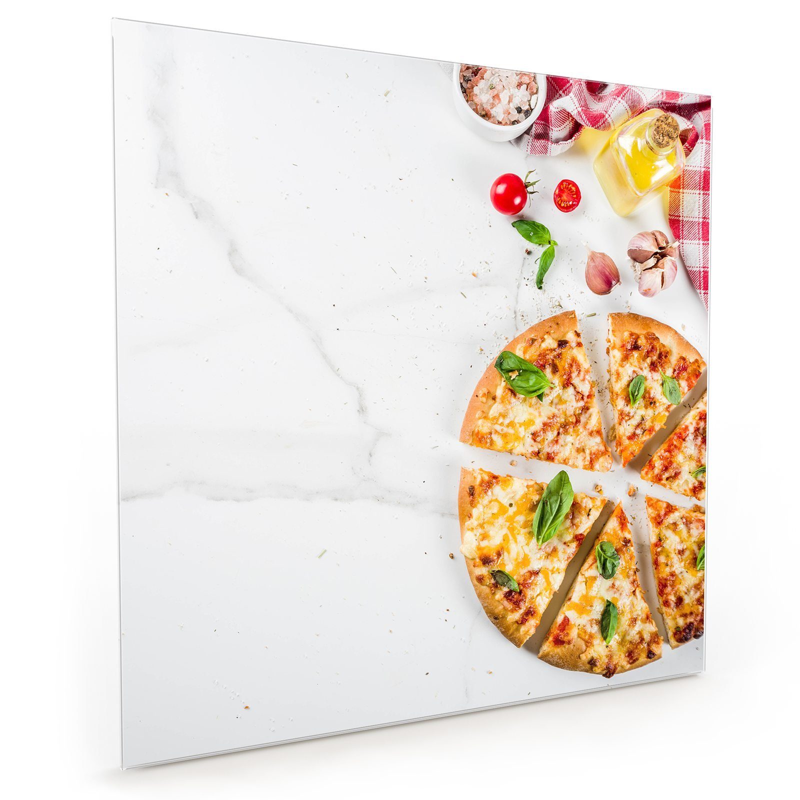 Primedeco Küchenrückwand Küchenrückwand Spritzschutz Glas mit Motiv Käsepizza