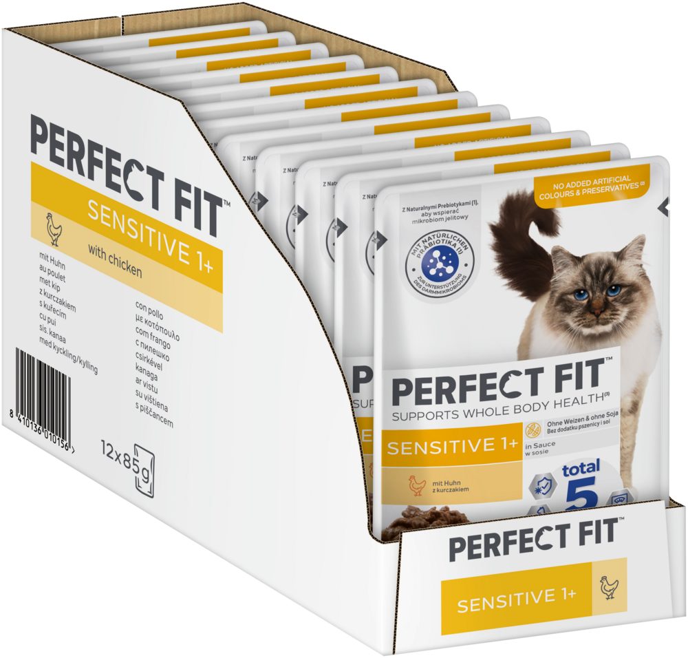 Perfect Fit PERFECT FIT™ Katze Portionsbeutel Sensitive mit Huhn 12 x 85g, Nassfutter für: Katze