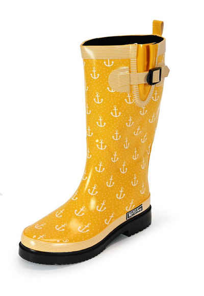 MADSea Anchor High Gummistiefel in gelb mit Ankerdruck und rutschfester Profisohle