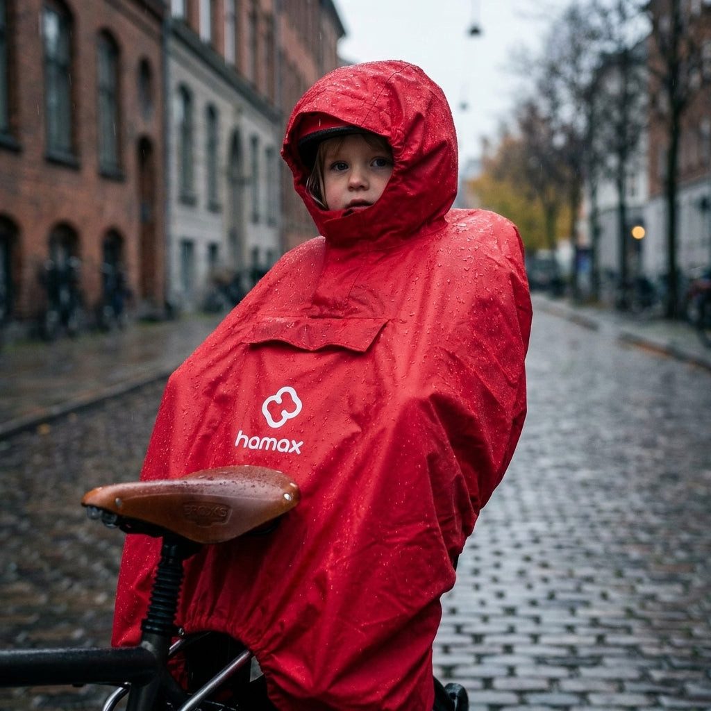 Hamax Fahrradkindersitz Hamax Regenponcho für das Kind im Sitz rot