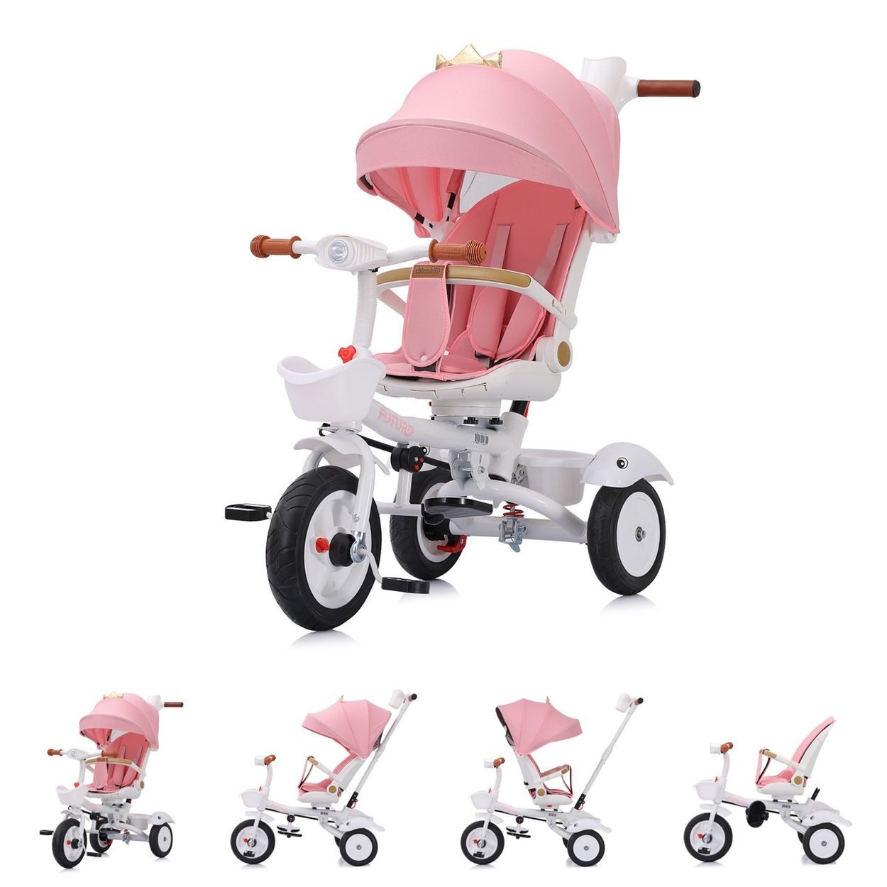 Chipolino Dreirad Futuro 2 in 1, PU-Räder, Musik, Licht, Becherhalter, Schiebegriff, faltbar, 25 kg