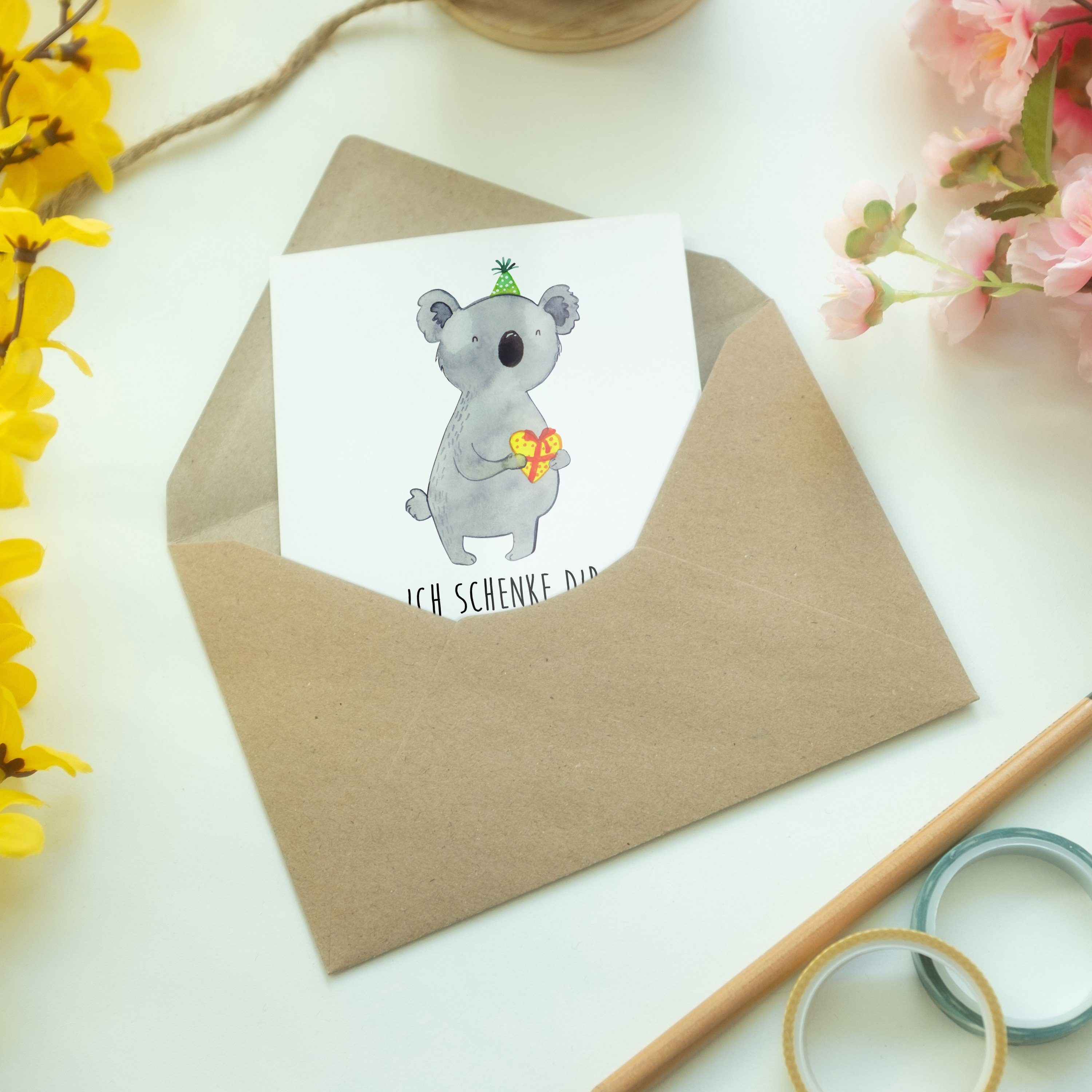 Mr. & Mrs. Geburtstagskarte, - Geschenk Glückwunschkart Klappkarte, Grußkarte - Panda Weiß Koala