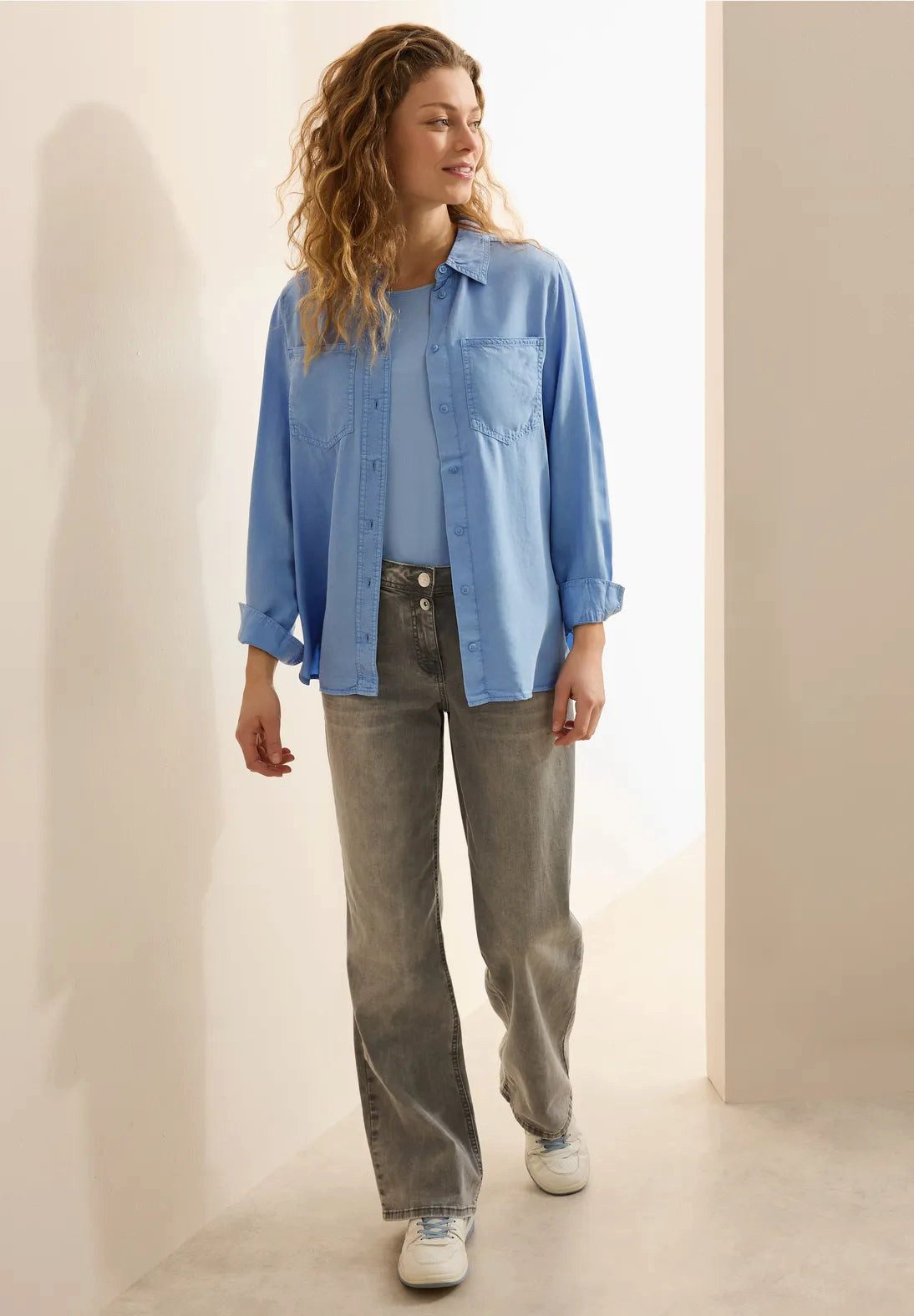 CECIL Hemdbluse Bluse im Washed-Look (1-tlg) günstig online kaufen