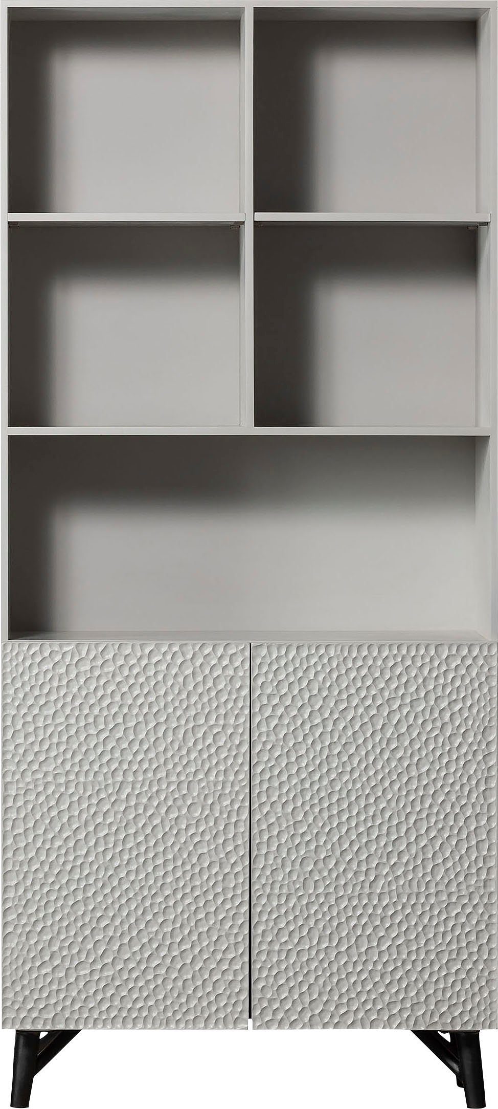 WOOOD Regal Carve Standregal mit 2 Türen, mit offenen Fächern, 2 Türen, H 200 cm x B 90 cm