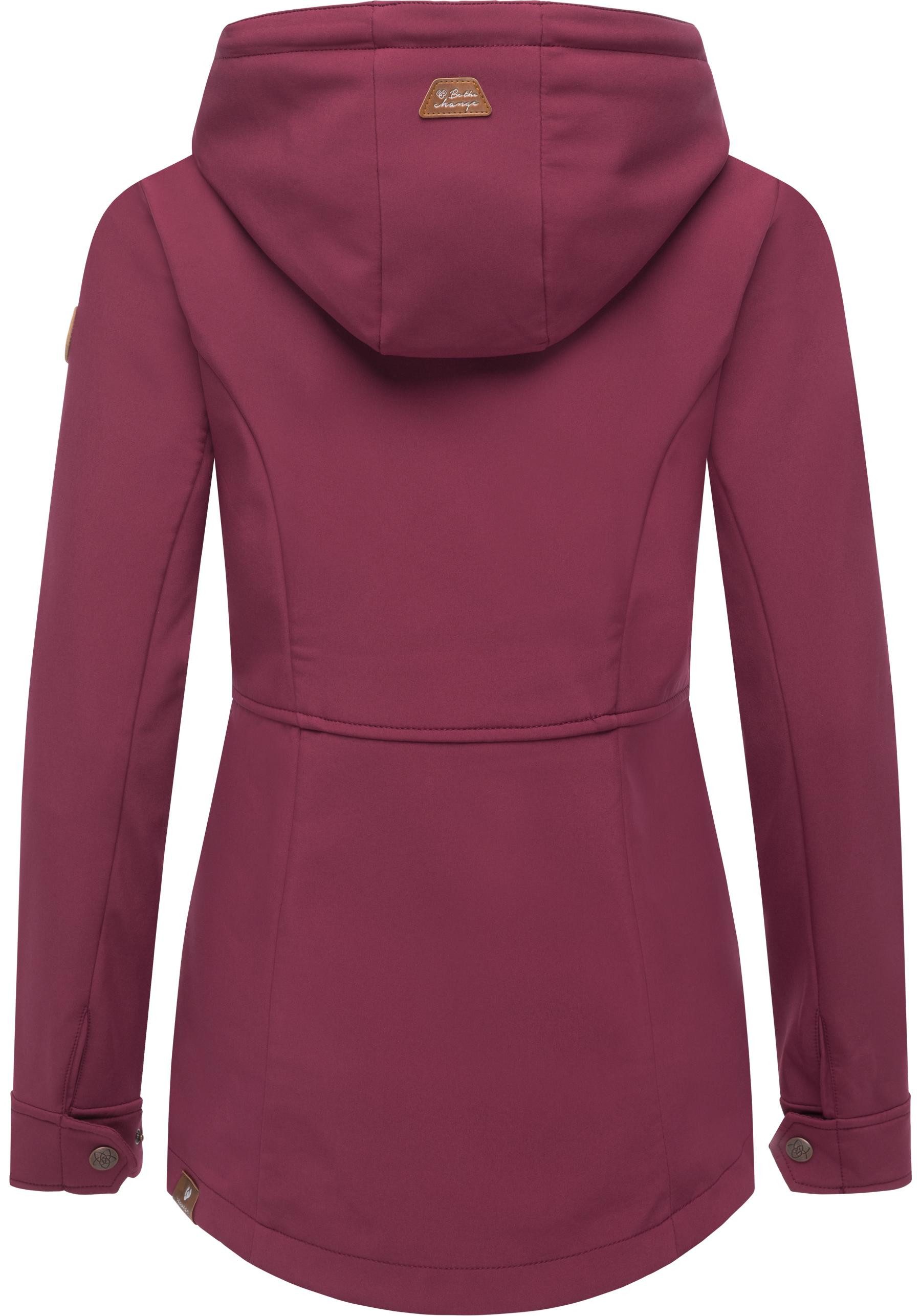 Ragwear Softshelljacke Yba sportliche Damen Outdoorjacke mit Kapuze