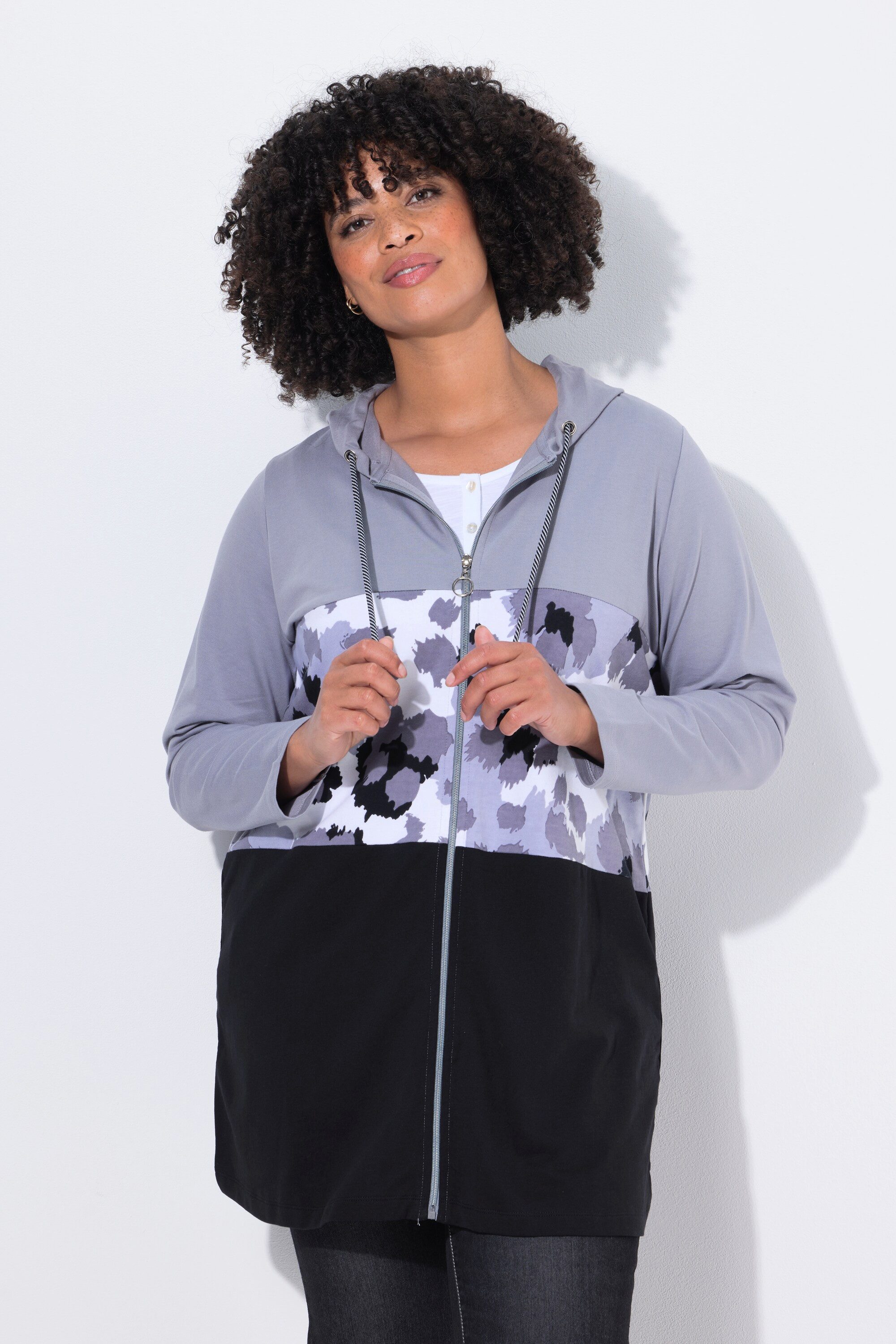 Angel of Style Sweatjacke Long-Sweatjacke A-Linie Leo-Streifen günstig online kaufen