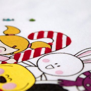 Miuko Langarmshirt für Mädchen, weiß, T-Shirt langärmlig, Motiv Nikolaus 100% Baumwolle, Größen 74 - 128