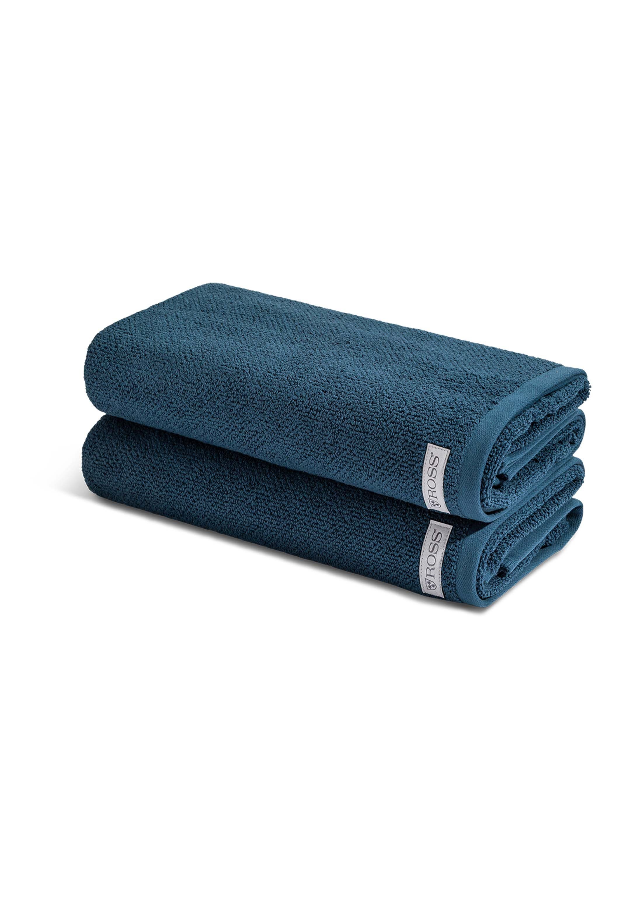 ROSS Handtuch Set Selection - Organic Cotton, Walkfrottee, (Spar-Set, 2-tlg), 2 X Duschtuch - Im Set - Baumwolle - Nachtblau