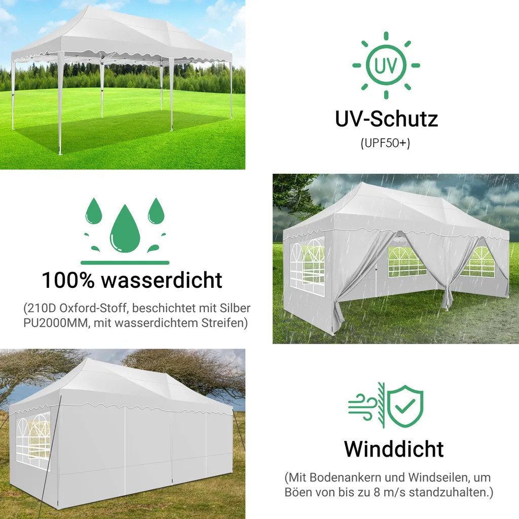 LUCKZON Pavillon Gartenzelt, Wasserdicht UV-Schutz 50+ günstig online kaufen