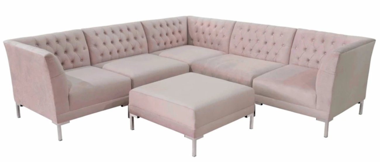 JVmoebel Ecksofa Chesterfield Rosa Textilmöbel Neu, Ecksofa Eck-Couch Europe Modernes Made in