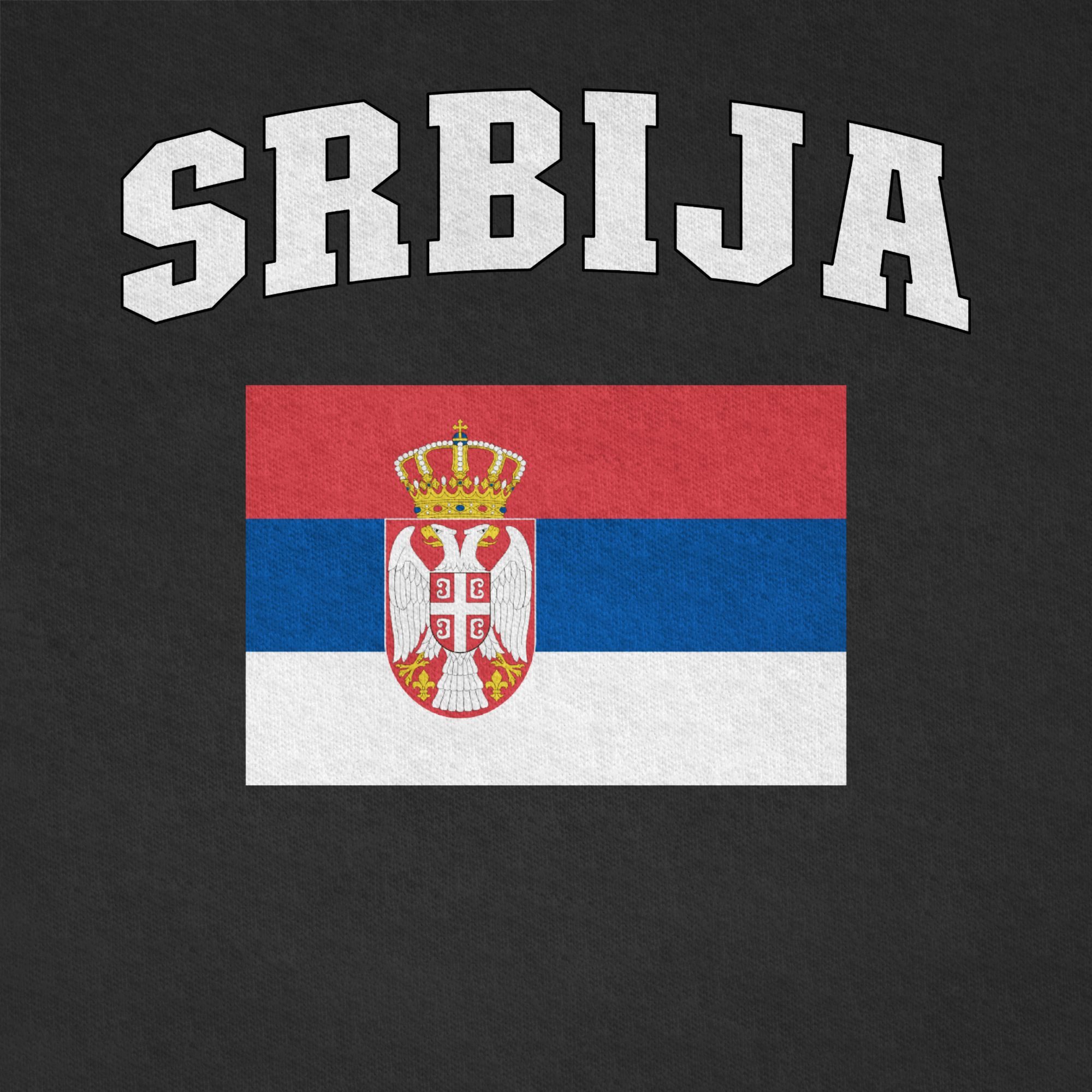 Shirtracer T-Shirt Srbija Schriftzug mit Flagge, Serbien, Serbia, Republik Serbien, R (1-tlg) 2026 Fussball WM Fanartikel
