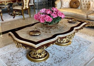 Casa Padrino Couchtisch Luxus Barock Set Silber / Braun / Gold - 2 Sofas & 2 Sessel & 1 Couchtisch & 2 Beistelltische - Handgefertigte Möbel im Barockstil - Edel & Prunkvoll