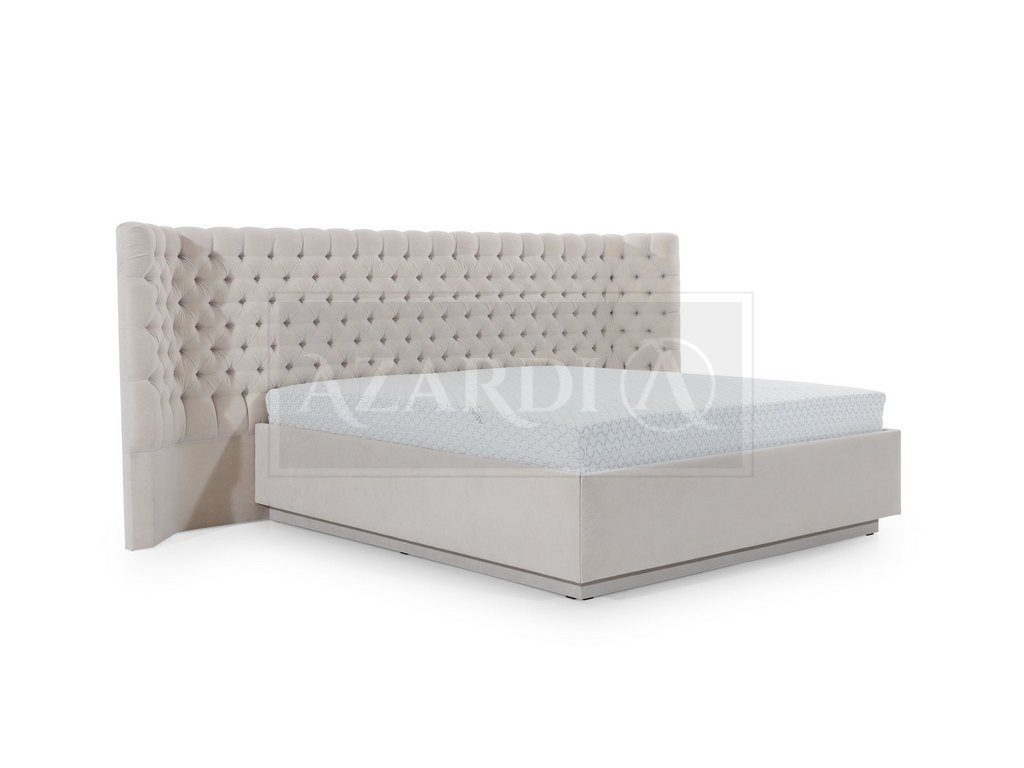 JVmoebel Boxspringbett Chesterfield Bett Beige Samt mit Knöpfen und luxuriöser Polsterung (1-St)