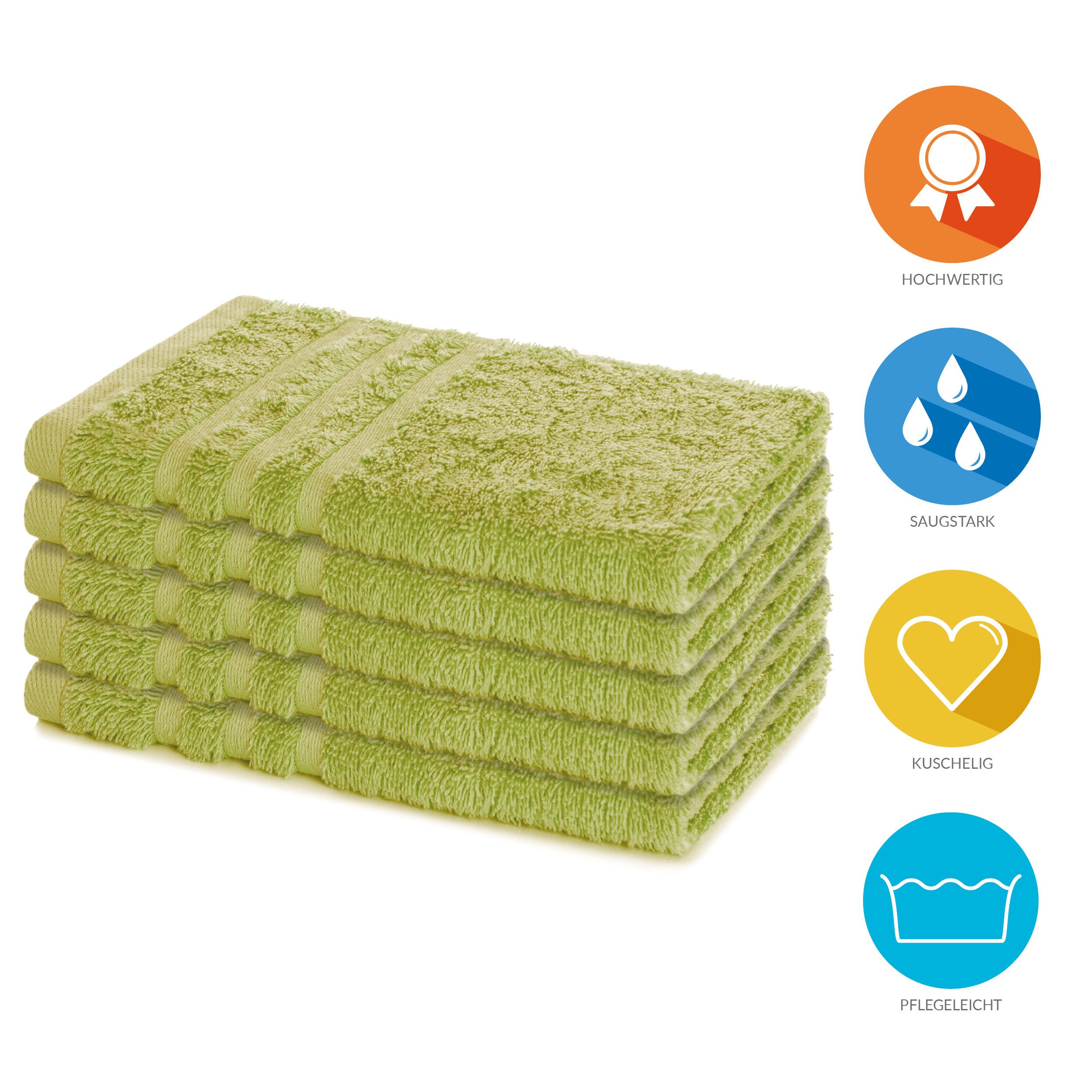 Lavea Gästehandtuch 5er Set Gästehandtücher, Elena Frottee, 30x50 cm Gästetuch, 100% Baumwolle (5er Set), 500 g/m² Frottier, weich & saugstark, pflegeleicht