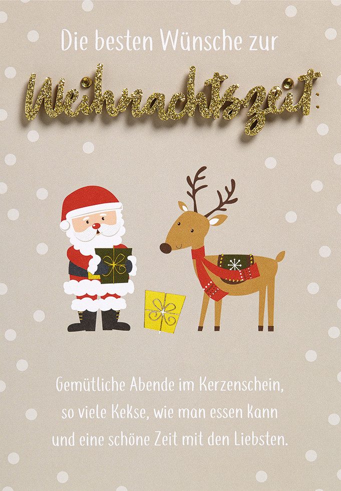 Perleberg Grußkarten Weihnachten Lettering Glückwunschkarte im Format 116 x 166 cm mit Um
