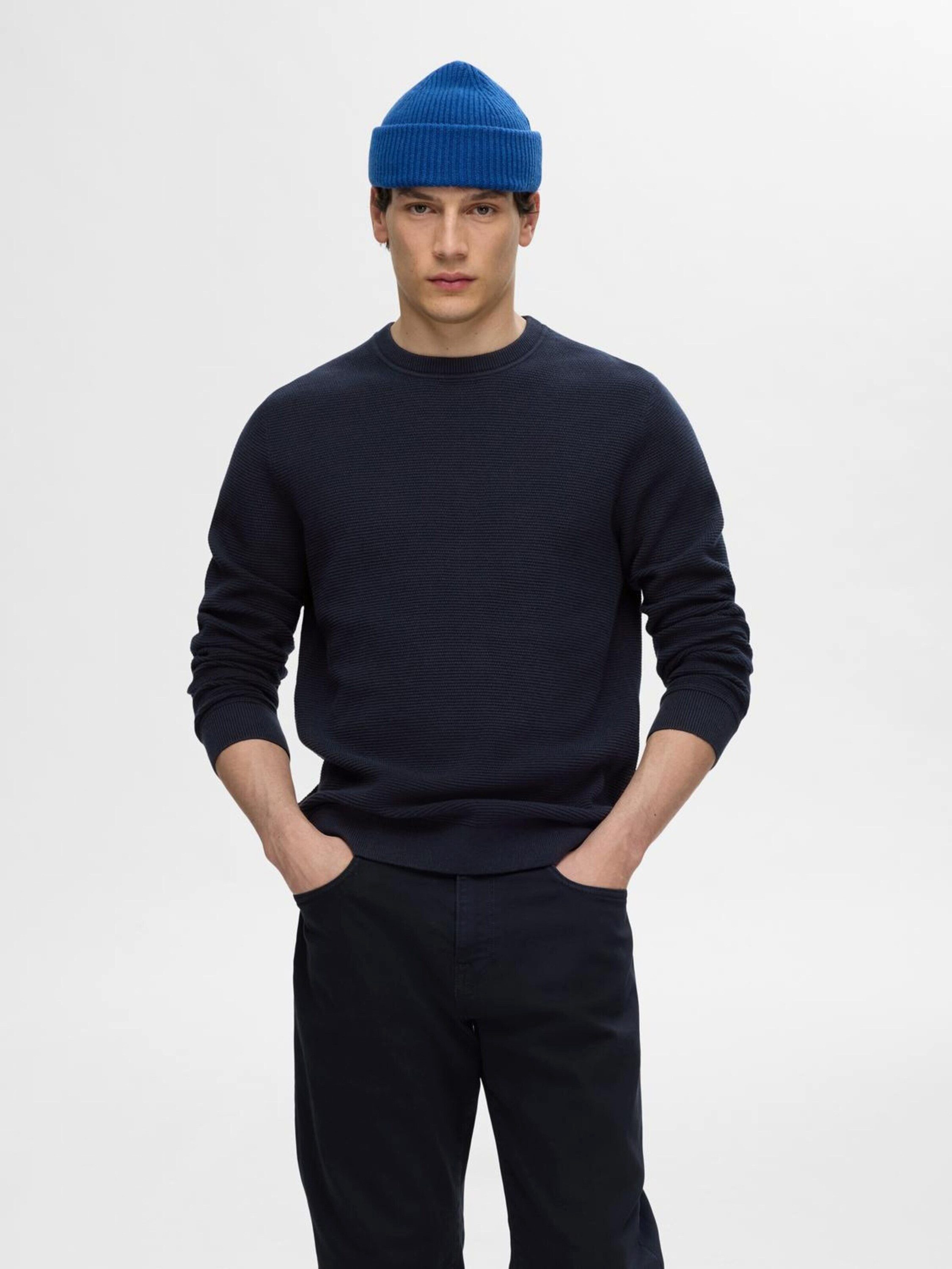SELECTED HOMME Strickpullover "SLHROSS LS KNIT STRUCTURE CREW NECK NOOS" günstig online kaufen
