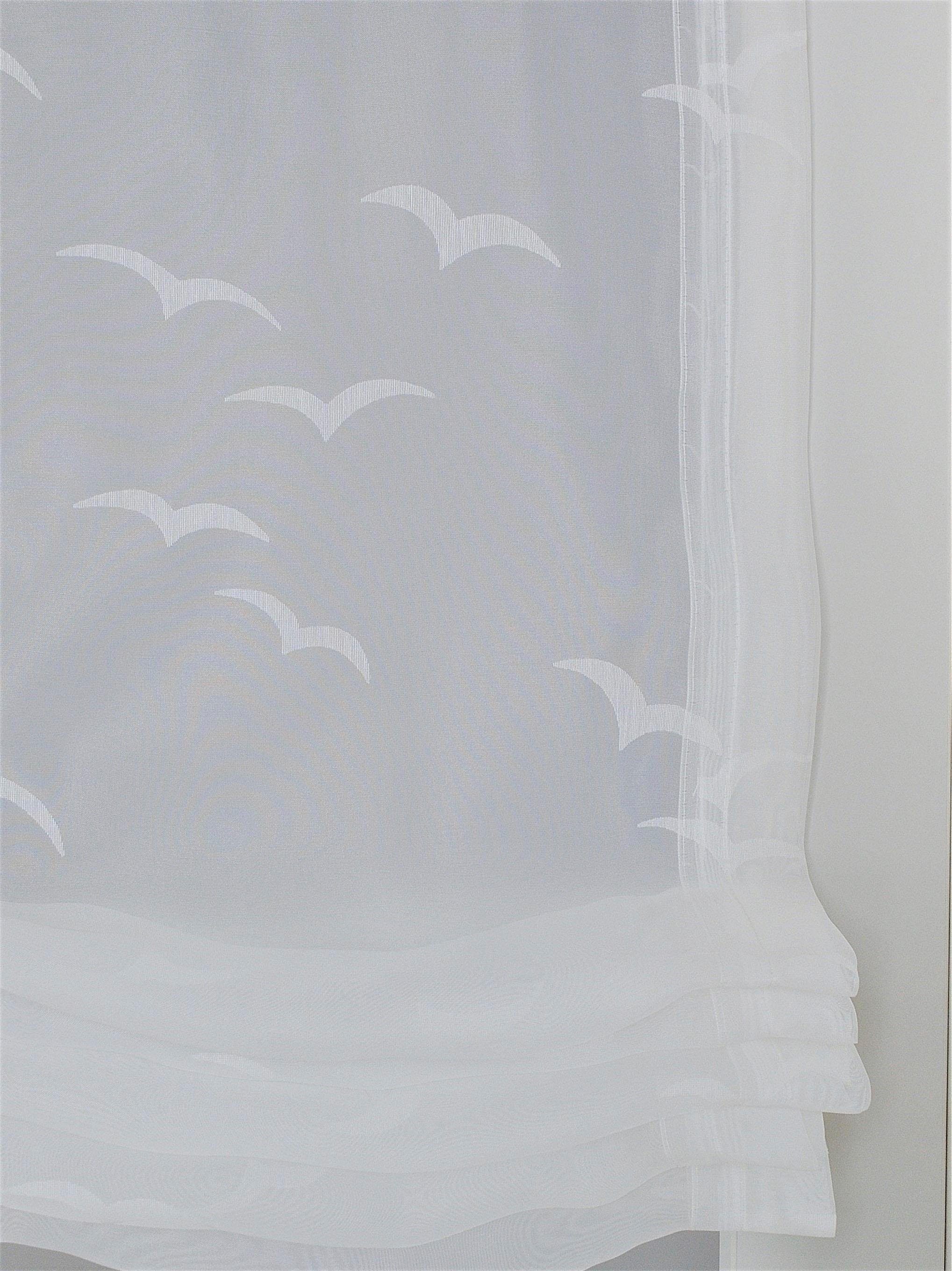 Kutti Raffrollo Seabird, mit Hakenaufhängung, freihängend, transparent, Ausbrenner, Motiv, maritim, mit Edelstahlhaken