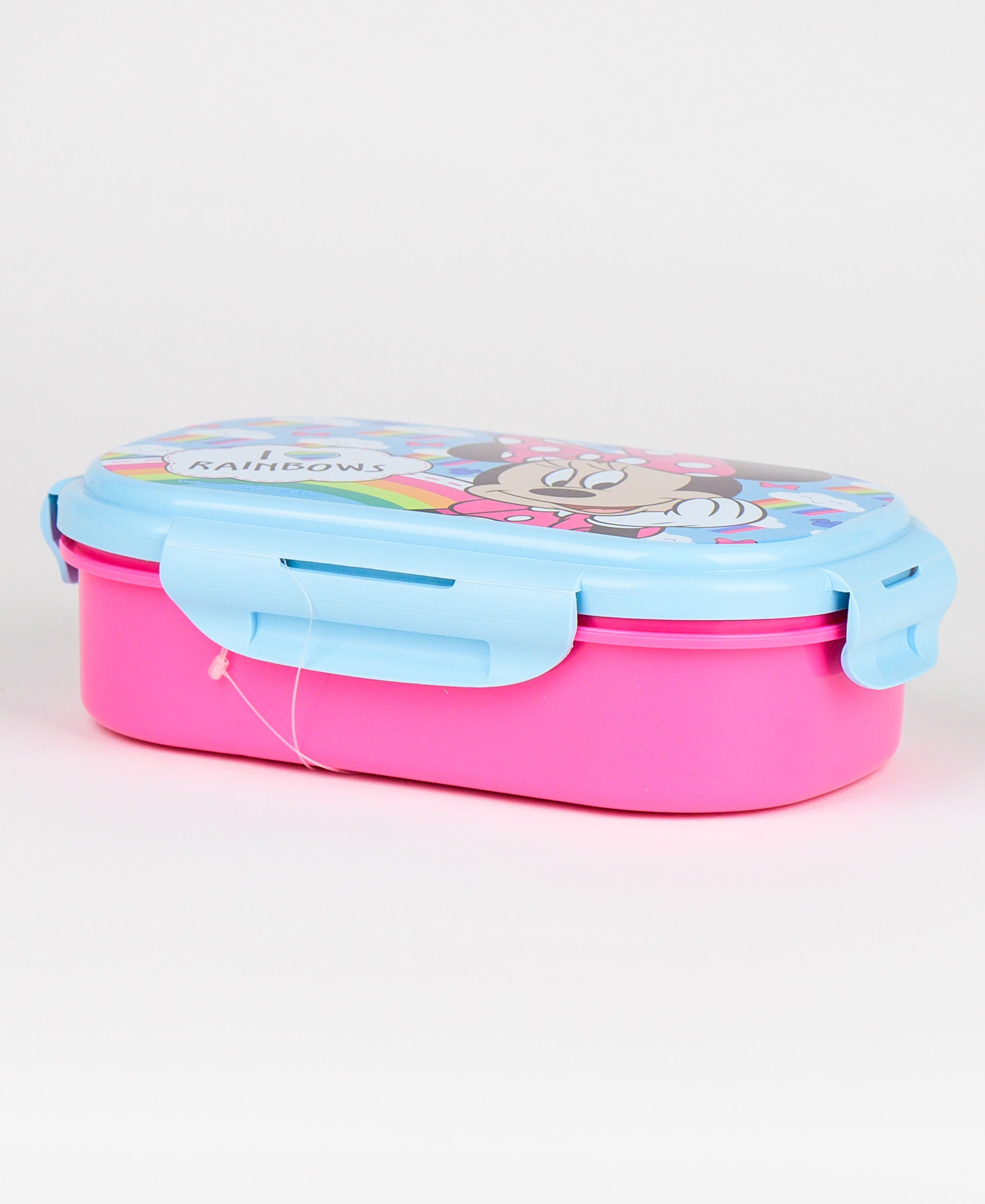 Disney Minnie Mouse Lunchbox MINNIE MAUS - I LOVE RAINBOWS, PP, (2-tlg), Kinder Brotdose mit 2-Fach-Unterteilung & Göffel-Messer BPA frei