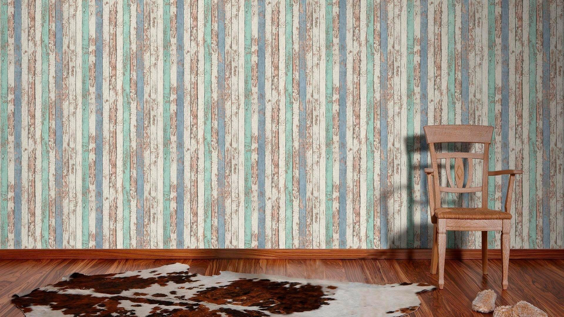 living walls Vliestapete Best of Wood`n Stone 2nd Edition, leicht strukturiert, Holz, gestreift, realistisch, Tapete Holzoptik matt leicht strukturiert Tapeten Wohnzimmer modern