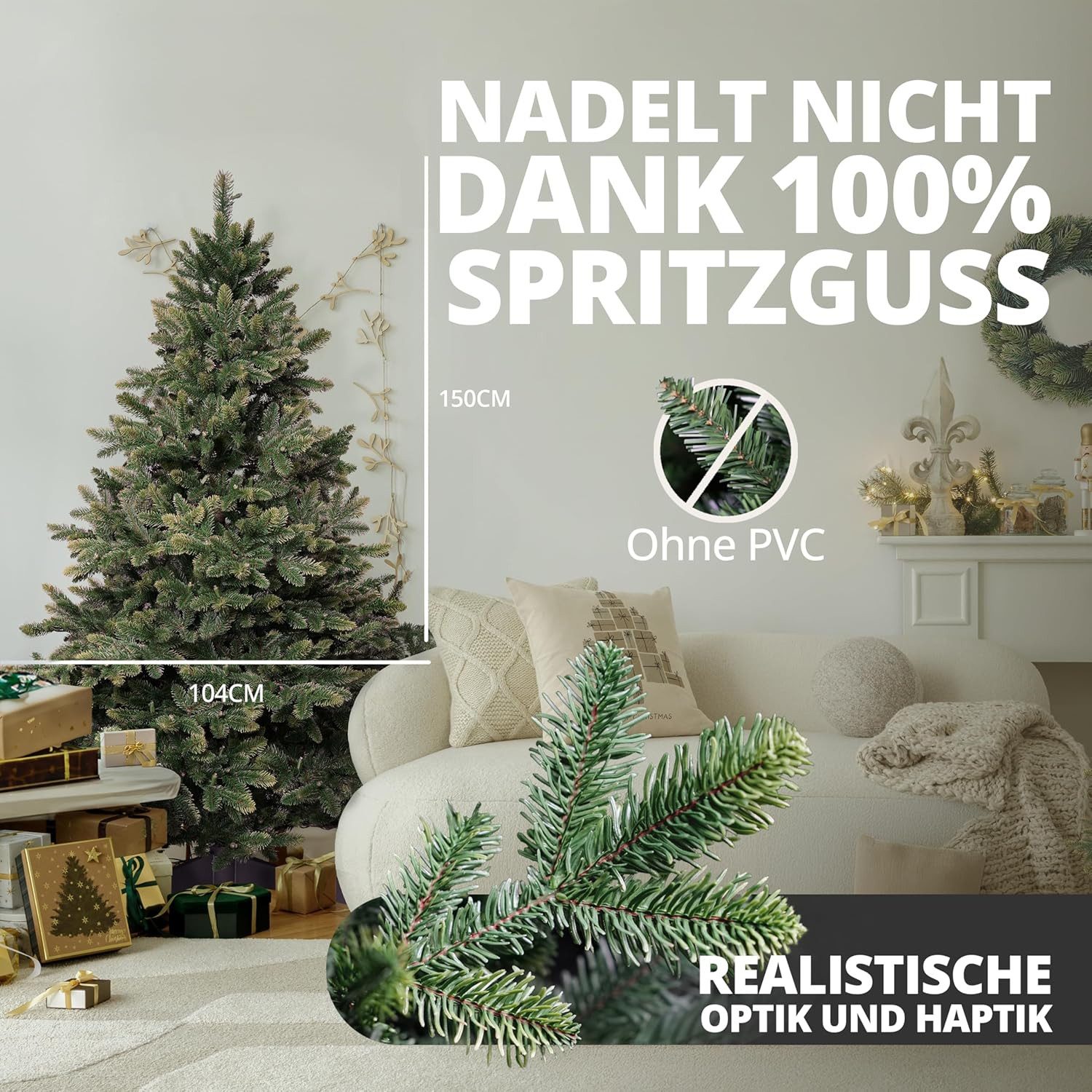 ArtiTree Künstlicher Weihnachtsbaum Künstliche Nordmanntanne – Premium Weihnachtsbaum naturgetreu