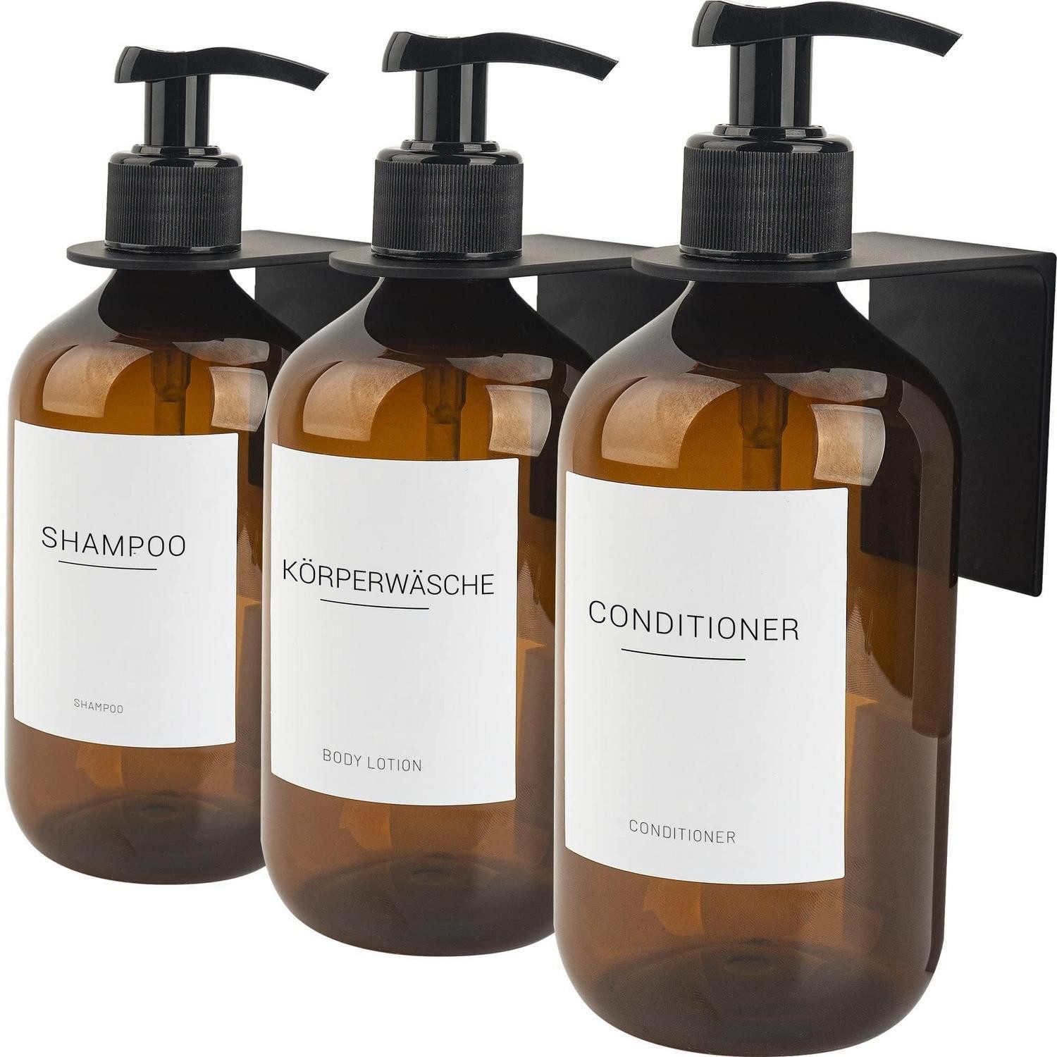 LuxusKollektion Seifenspender 3er Seifenspender Wandmontage 500ml PET-Kunststoff