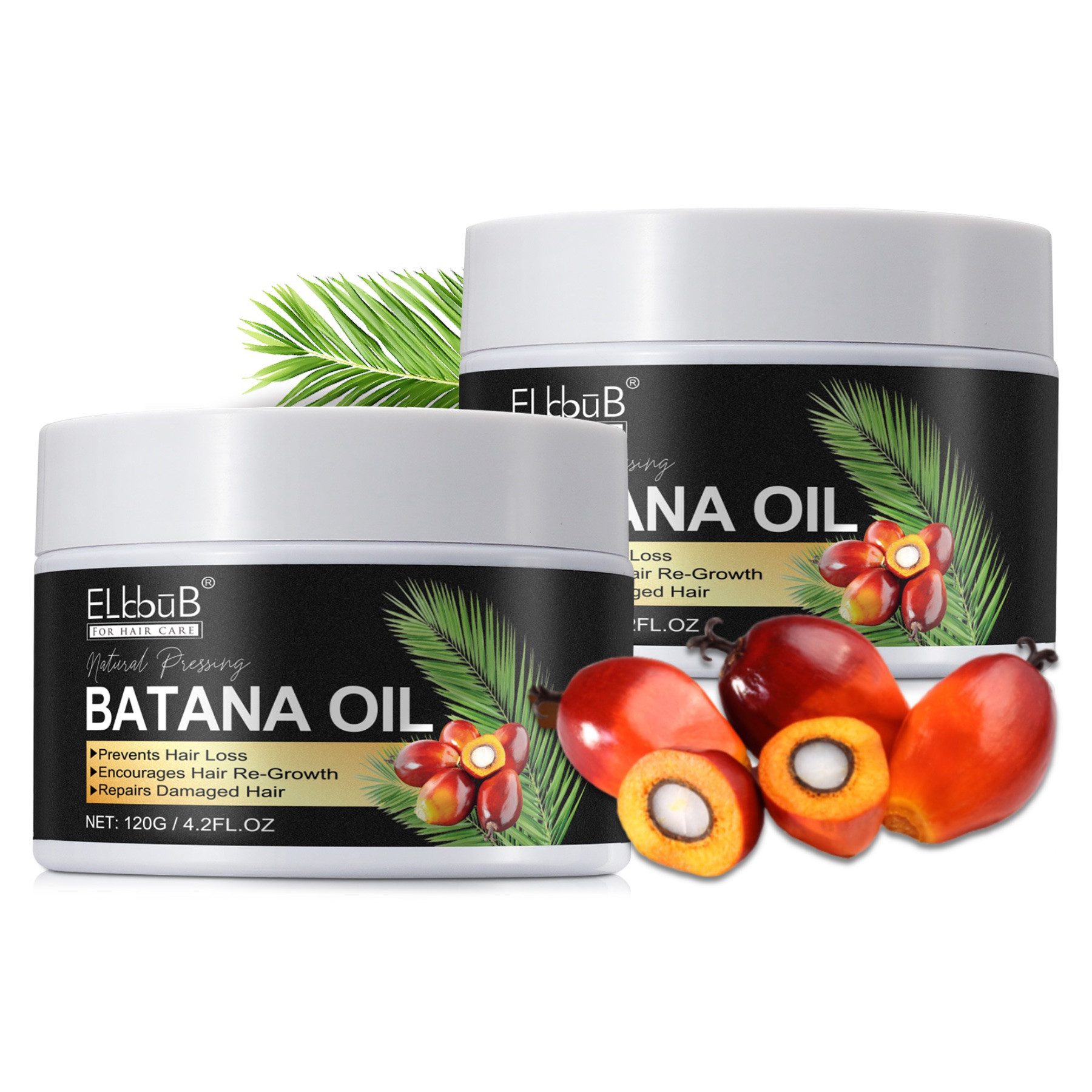 P-Beauty Cosmetic Accessories Haaröl Batana Öl für Haare Haarwachstum Gesicht Haut Nägel Vegan 120g, 2-tlg., 100% natürliche Inhaltsstoffe, Alkoholfrei, Ammoniakfrei