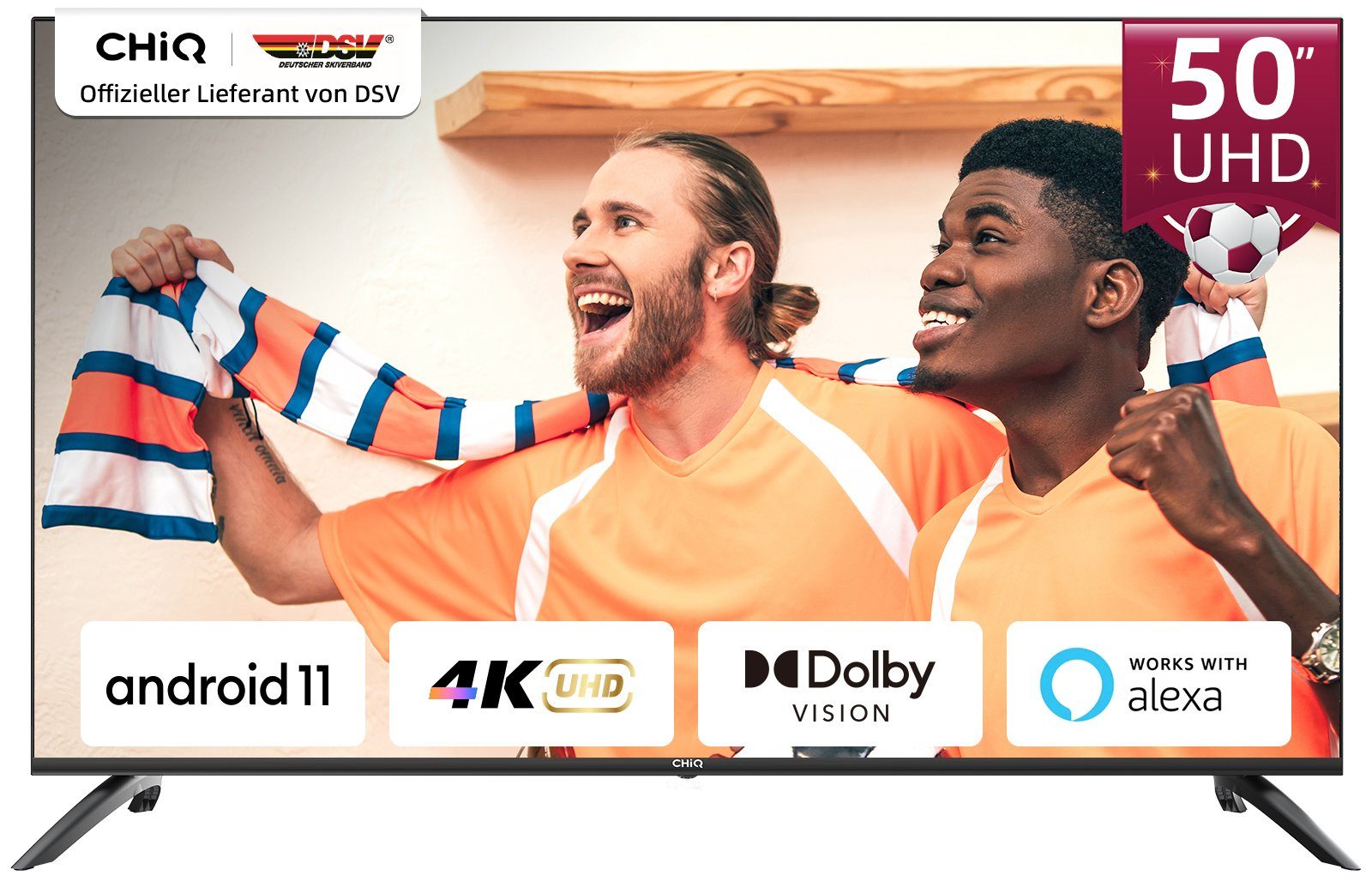 CHiQ U50H7C LED-Fernseher Google UHD, Dolby (126,00 cm/50 Smart-TV, Triple tuner Netflix, (DVB-T2/T/C/S2) Assistant, 11, Zoll, Android Vision