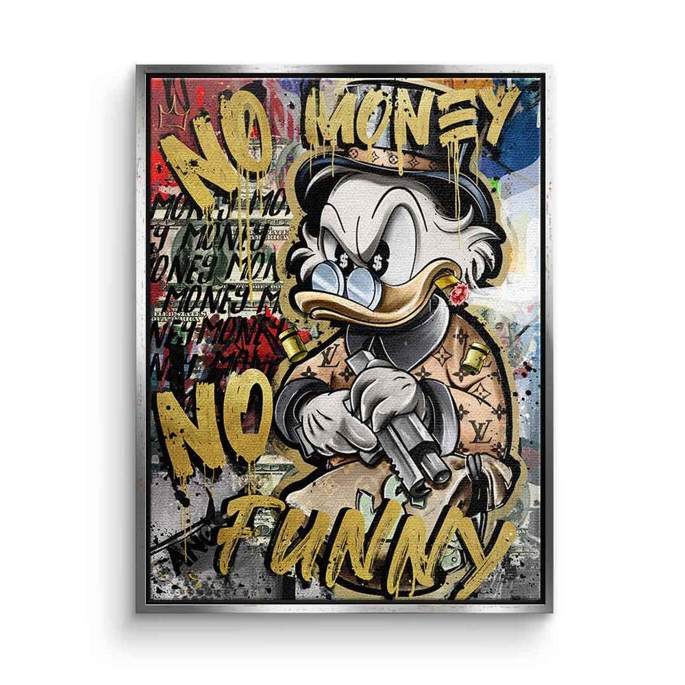 DOTCOMCANVAS® Leinwandbild, Limitiertes Kunstwerk - Luxus Wandbild - No Money Duck silberner Rahmen