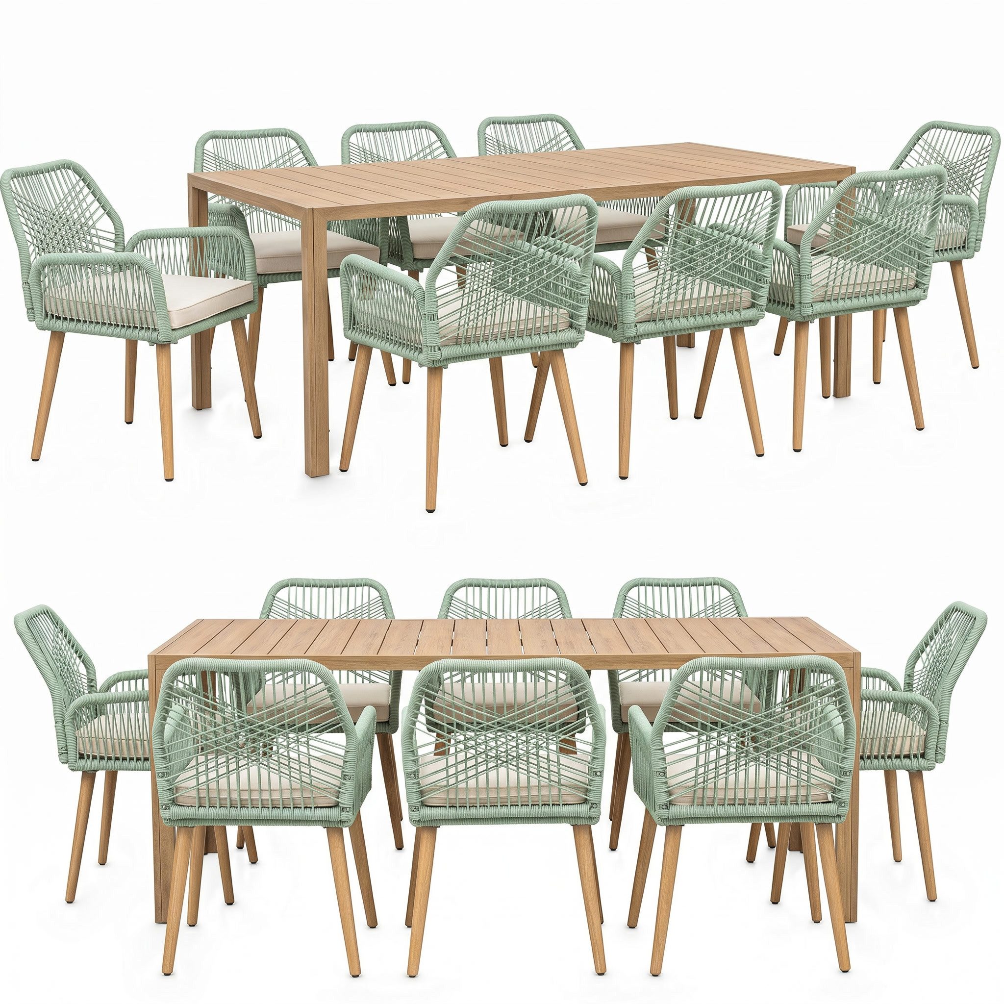 Swing&Harmonie Garten-Essgruppe, (Garten Sitzgruppe, wetterfest, WPC-Tischplatte, inkl. Kissen), Outdoor Terrasse