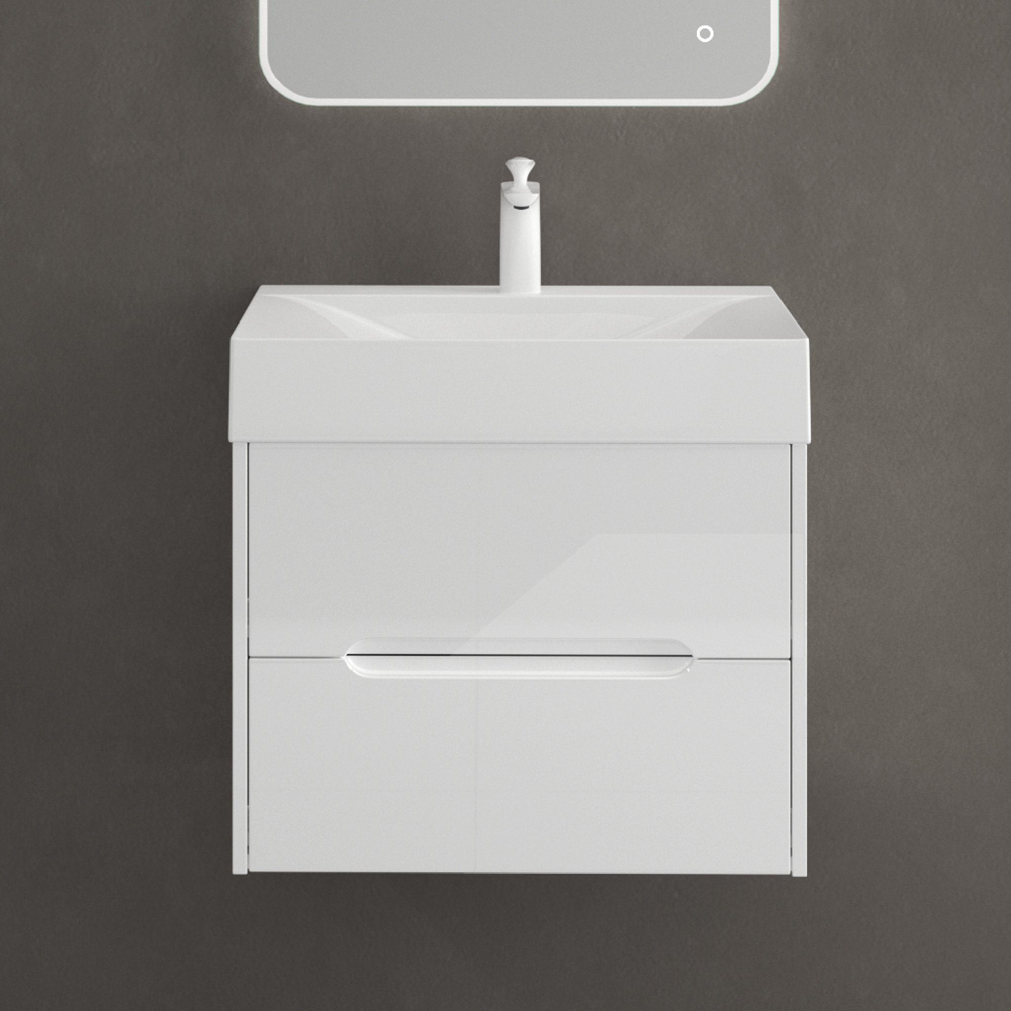 doporro Badmöbel-Set Badschrank Waschtisch 2 Schubladen mit Softclose Funktion aus MDF Yoga, MDF-Platten, Soft-close Funktion