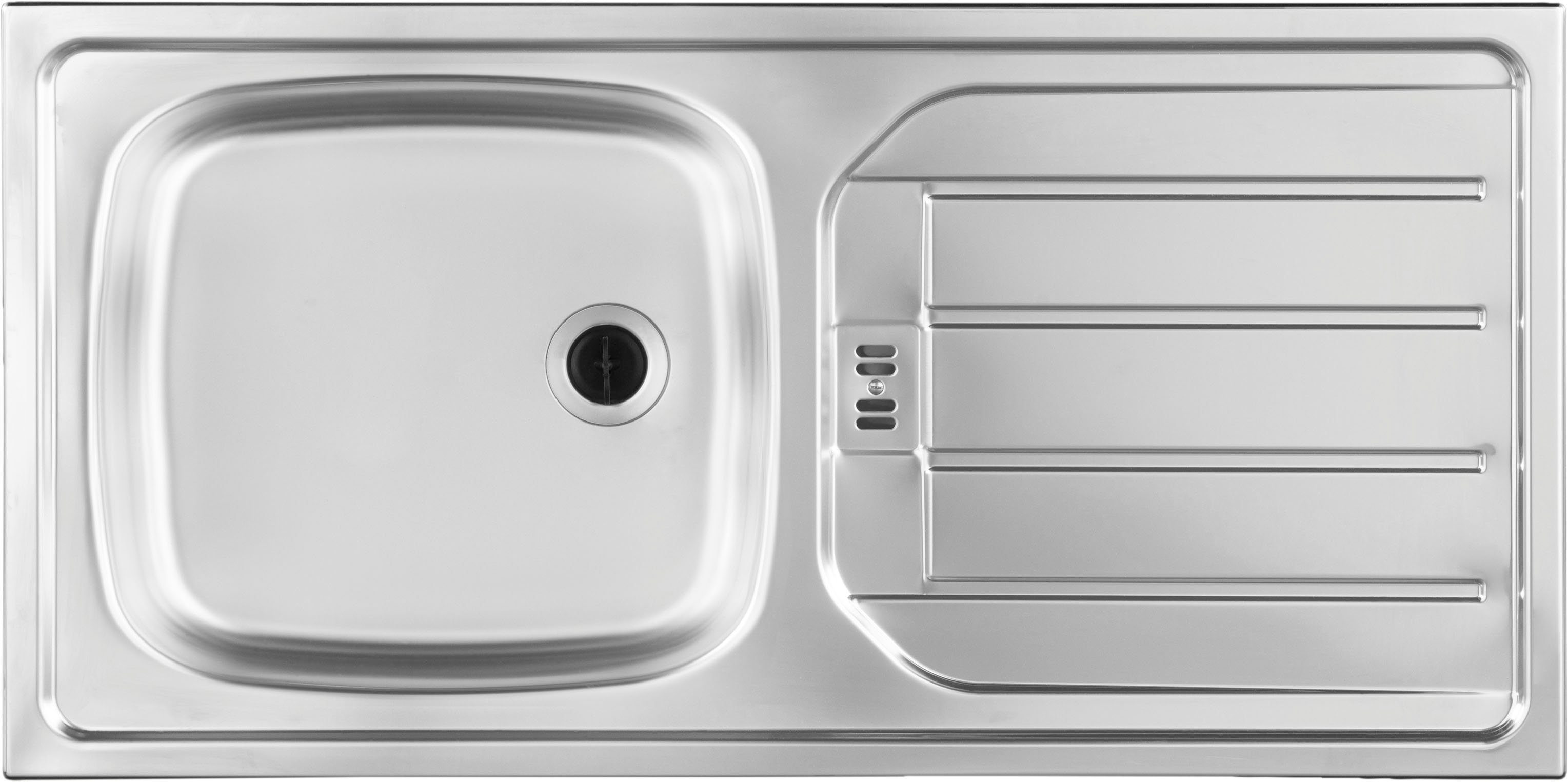 Spülenschrank für wiho Küchen breit, Tür/Sockel/Griff | inkl. 110 schwarz Geschirrspüler weiß/granit Unna cm Weiß