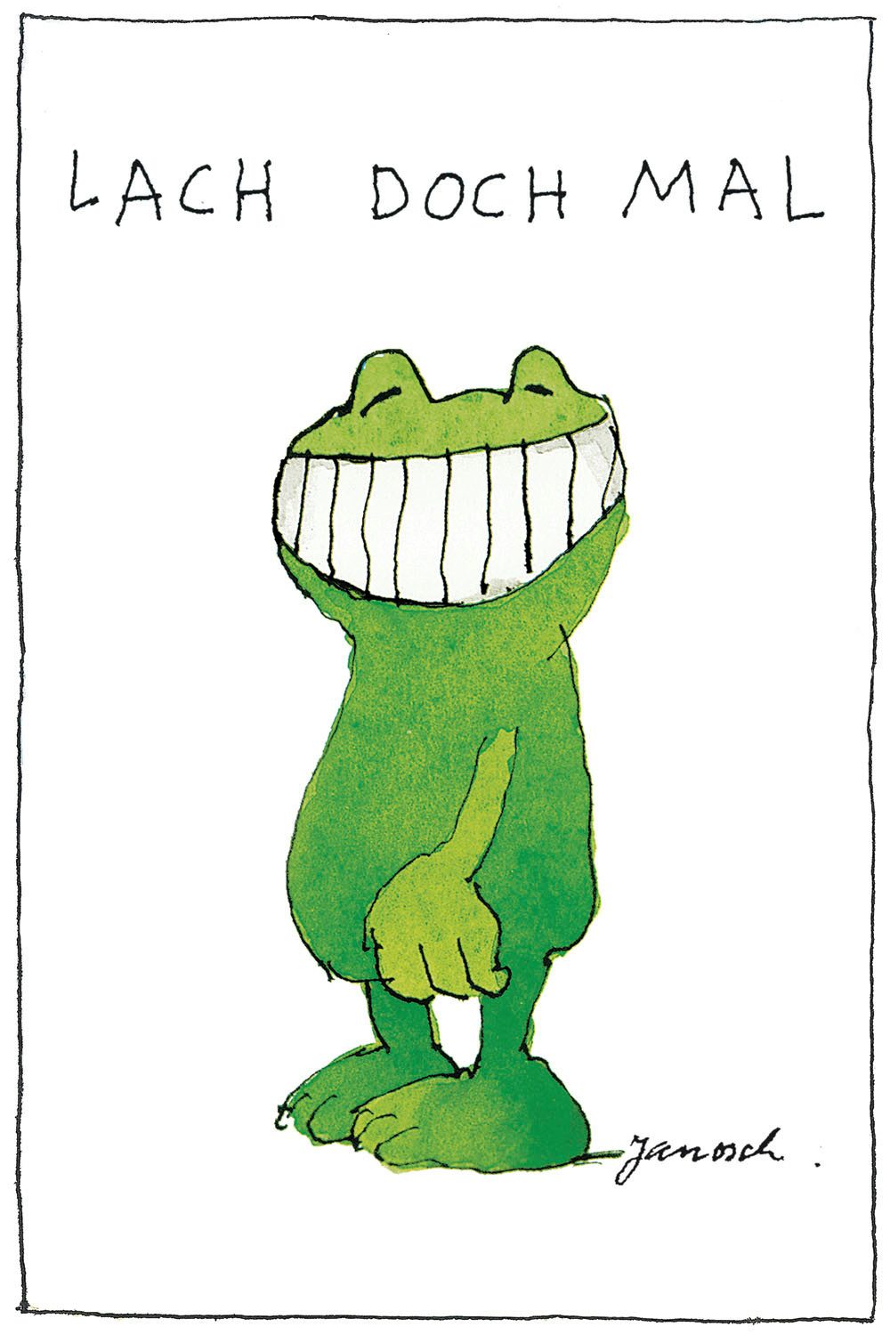 LuckyLinde Leinwandbild Der Frosch - Lach doch mal, Figuren, Filmfiguren, Frosch, Motivationsbilder, Schriftzug, Tiere (1 St), Exklusive JANOSCH Kindermotive