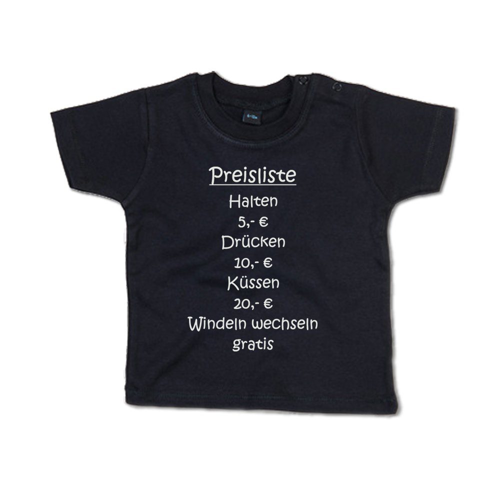 G-graphics T-Shirt Preisliste – Halten, Drücken, Küssen, Windeln wechseln mit Spruch / Sprüche / Print / Aufdruck, Baby T-Shirt