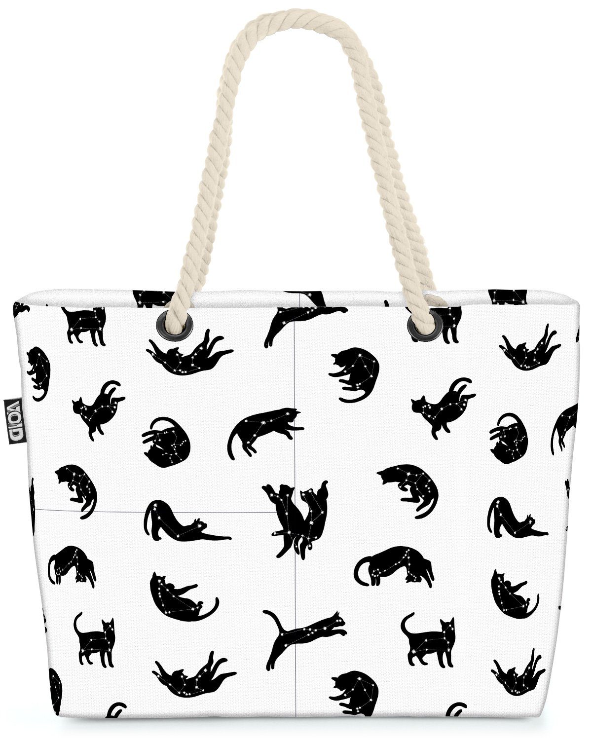 VOID Strandtasche (1-tlg), Katzen Schwarz Weiss Muster Haustier Tiere Katze Spielzeug gemustert