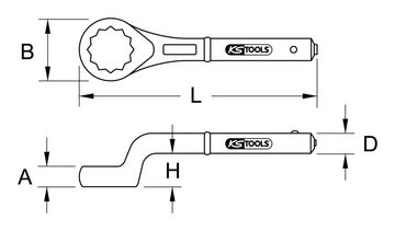 KS Tools Ringschlüssel, Zugringschlüssel, gekröpft, 36 mm