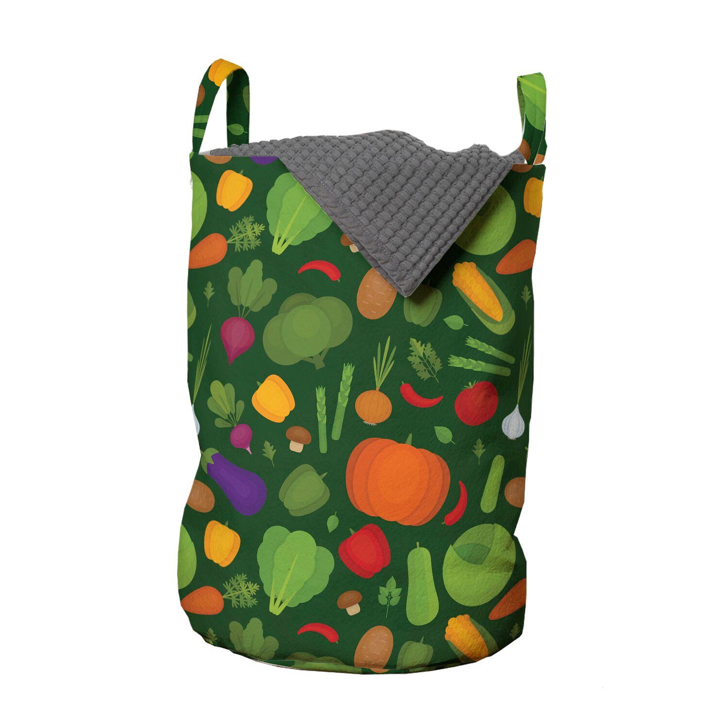 Abakuhaus Wäschesäckchen Wäschekorb mit Griffen Kordelzugverschluss für Waschsalons, Gemüse Organische gesunde Ernährung