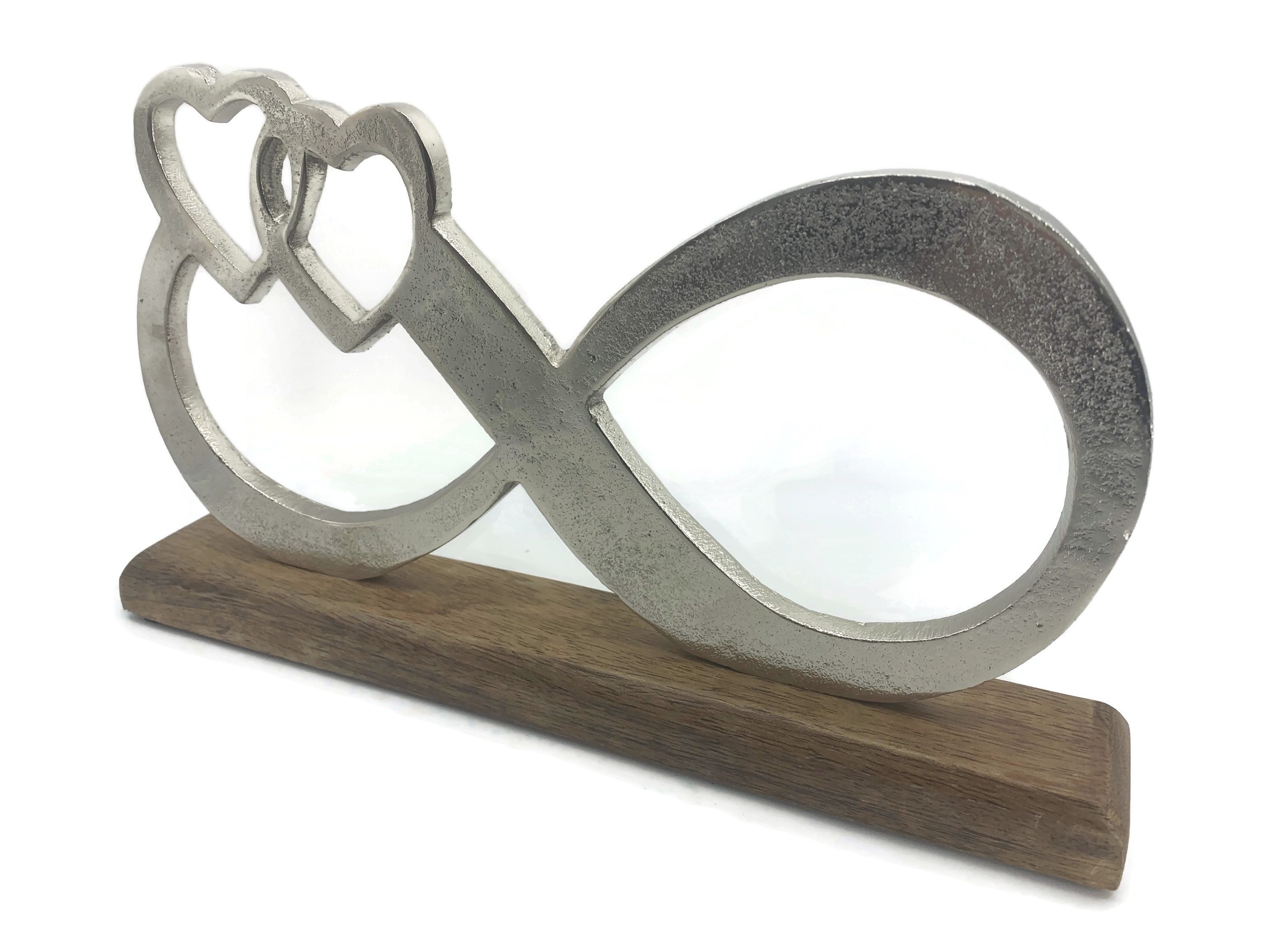 eXODA Deko-Schriftzug Unendlichkeit aus Aluminium auf Mangoholz Sockel Deko Design