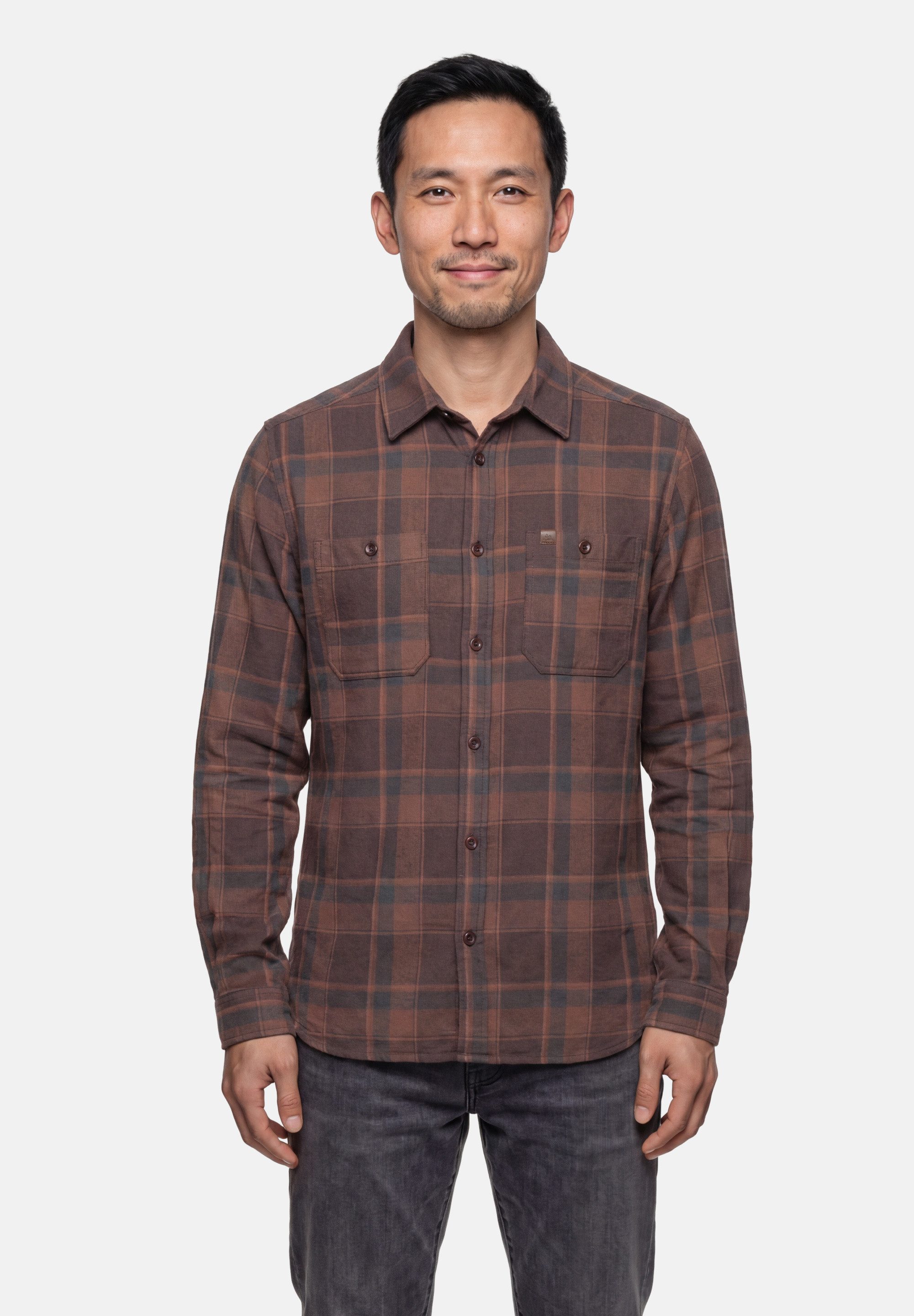 DANISH ENDURANCE Businessshirt Pine Flannel Gebürsteter Baumwollflanell mit zwei aufgesetzten Brusttaschen