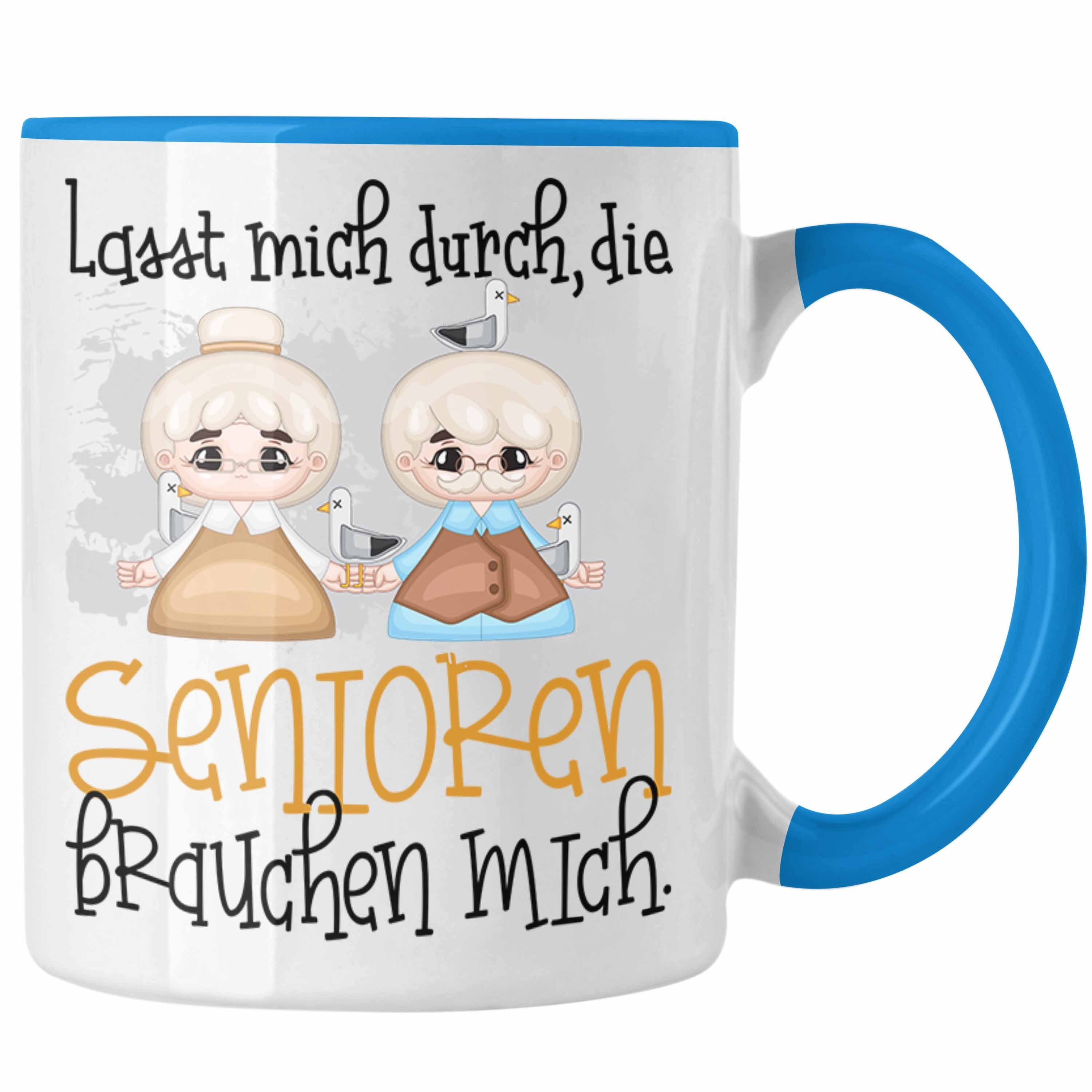 Trendation Tasse Altenpflegerin Altenpfleger Tasse Geschenk Altenpflege Lustiger Spruch Blau