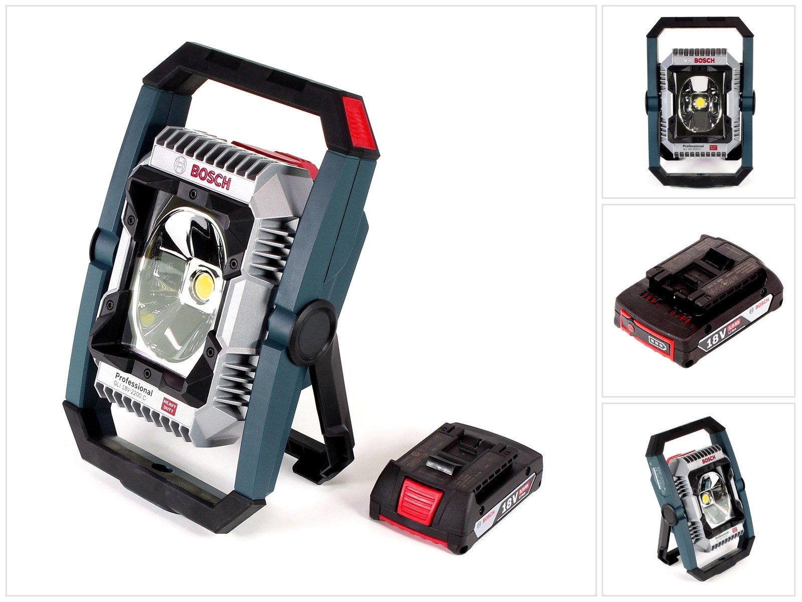 Bosch Professional Baustrahler GLI 18V-2200 C Akku Lampe 18V 2200lm Bluetooth (0601446501) + 1x