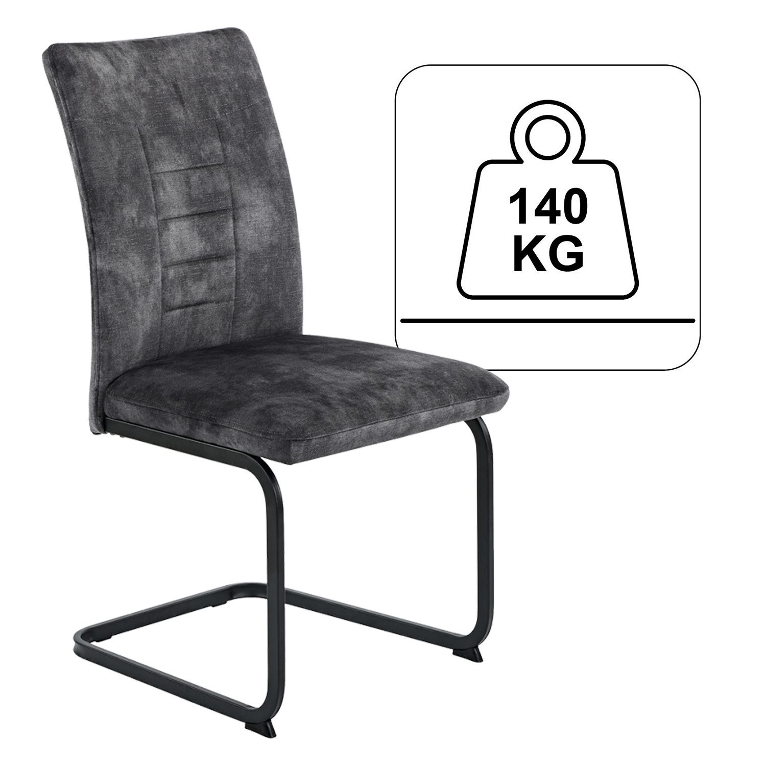 HELA Freischwinger 6er Set XL-Schwingstuhl Gela - Vintage Velvet Anthrazit