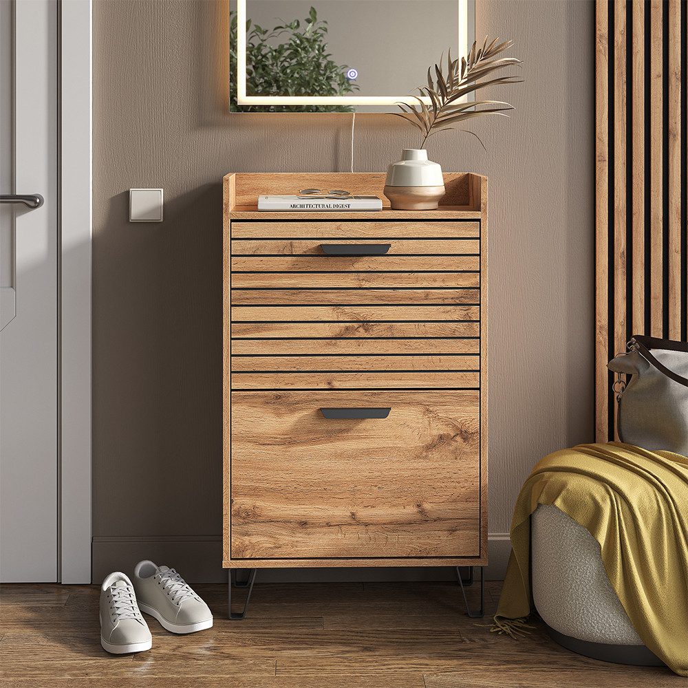 Vicco Schuhkipper Amber, Eiche Wotan, 59.8 x 100 cm mit 2 Fächern (1 St)