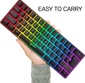 KUIYN RGB-Hintergrundbeleuchtung Tastatur (61-Tasten,Universelle Tragbare Leichtigkeit für Gaming & Produktivität)