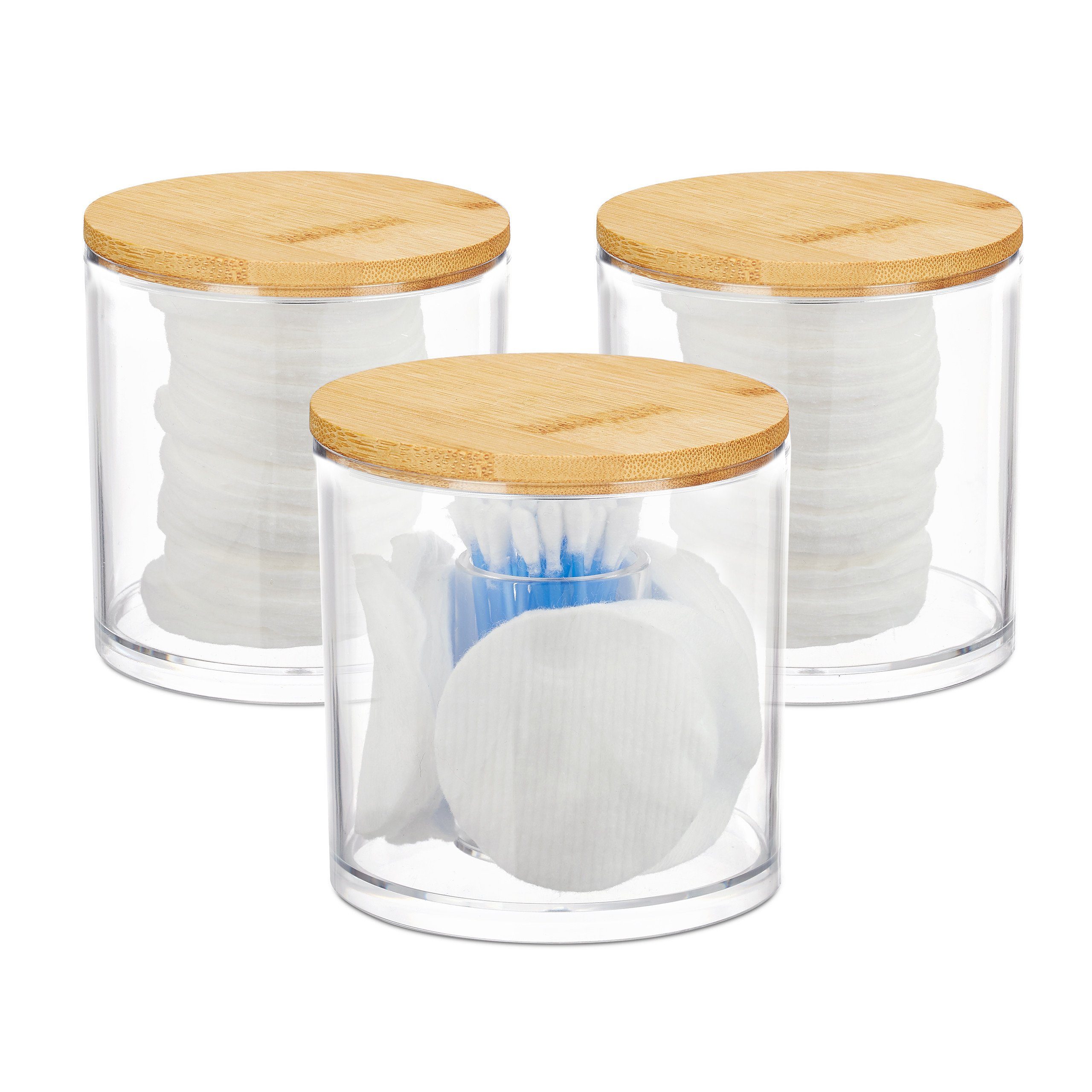 relaxdays Wattestäbchenspender Wattestäbchen Aufbewahrung 3er Set, günstig online kaufen