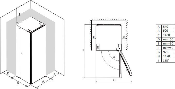 Hanseatic Gefrierschrank HGS14354DNFI, 143 cm hoch, 54 cm breit, inkl. 3 Jahre Herstellergarantie