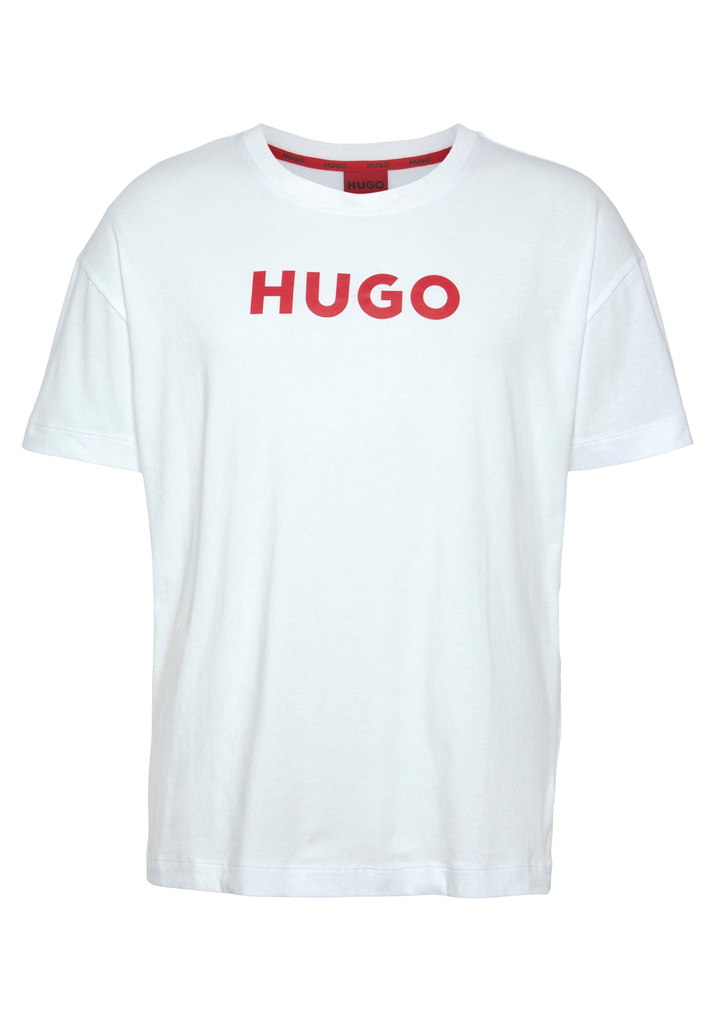 HUGO T-Shirt Hero T-Shirt mit der HUGO-Schriftzug Brust kontrastfarbenem auf