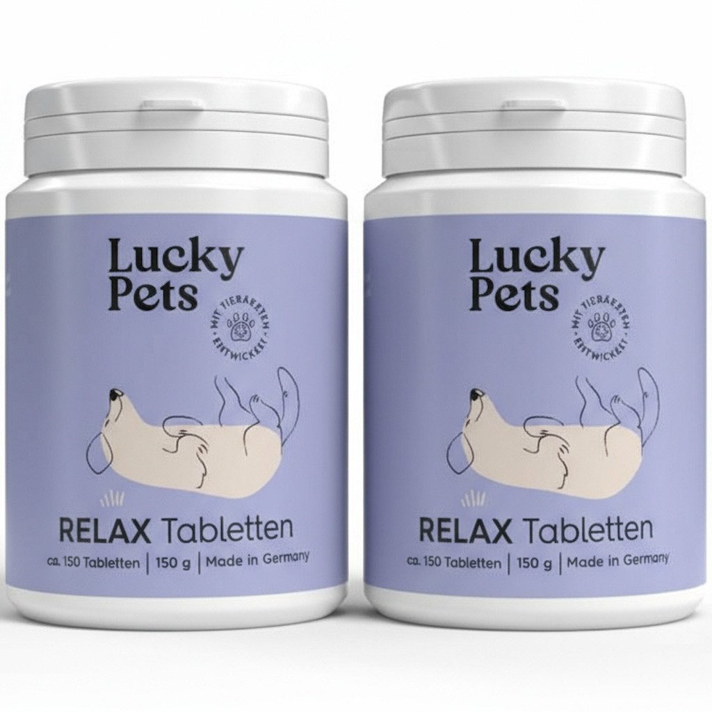 Lucky Pets Beruhigungstabletten für Hunde – Mit L-Tryptophan und Baldrian, Nahrungsergänzungsmittel für: Hunde, Katzen
